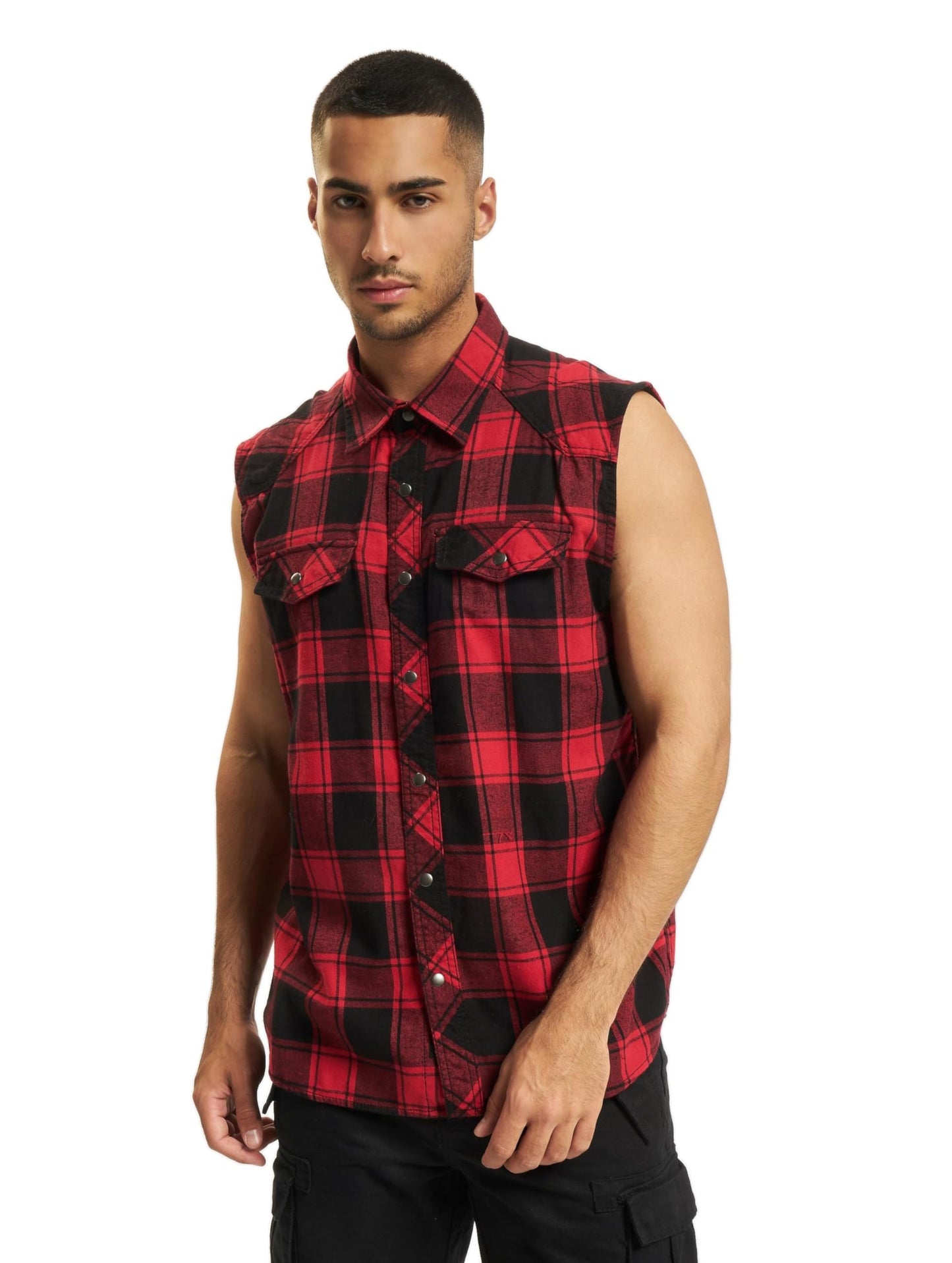 Brandit Men's Checkshirt Sleeveless Black/Gray