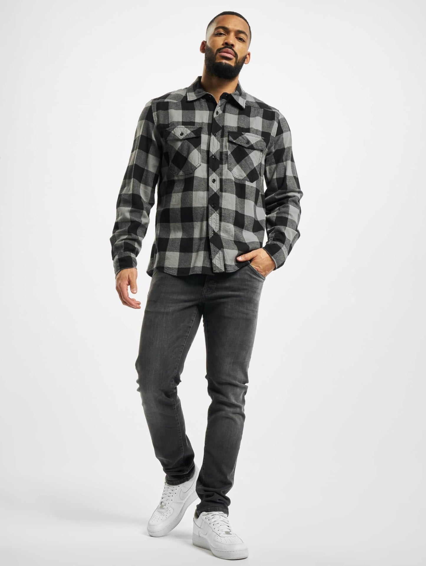 Brandit Men's Check Shirt Black/Charcoal Gray Size 5XL