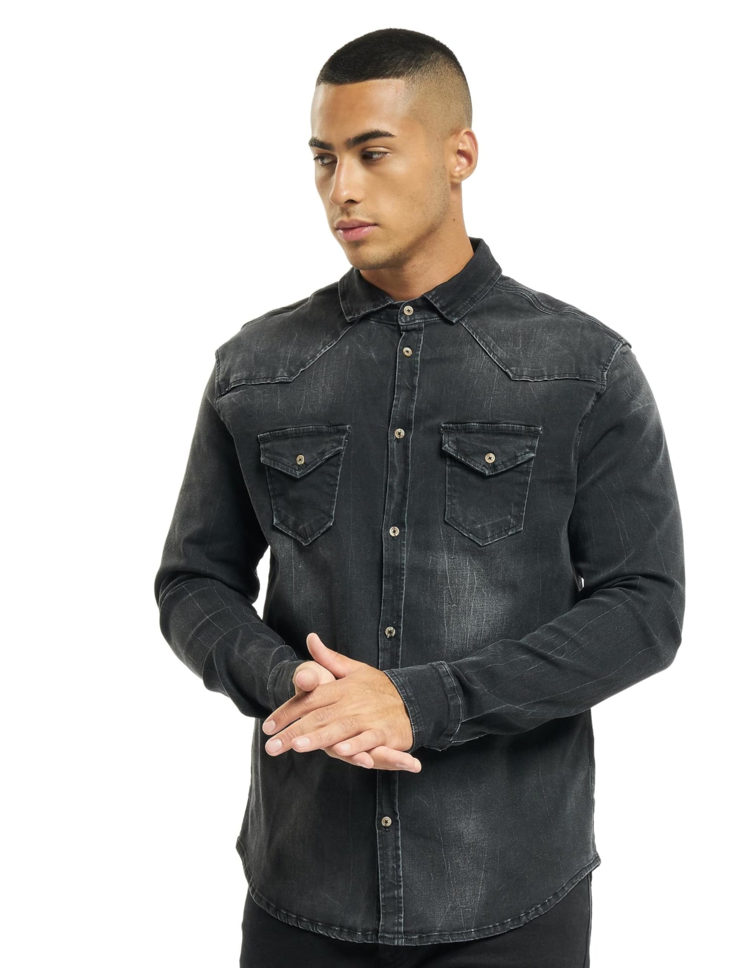 Brandit Men's Riley Denim Shirt Gray Denim