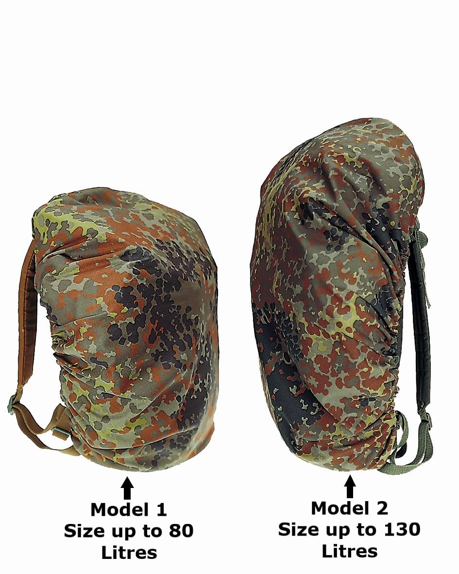 Mil-Tec Flecktarn Rucksack Waterproof Camouflage Cover for Hunting Fishing Backpack size up to 130 Liters