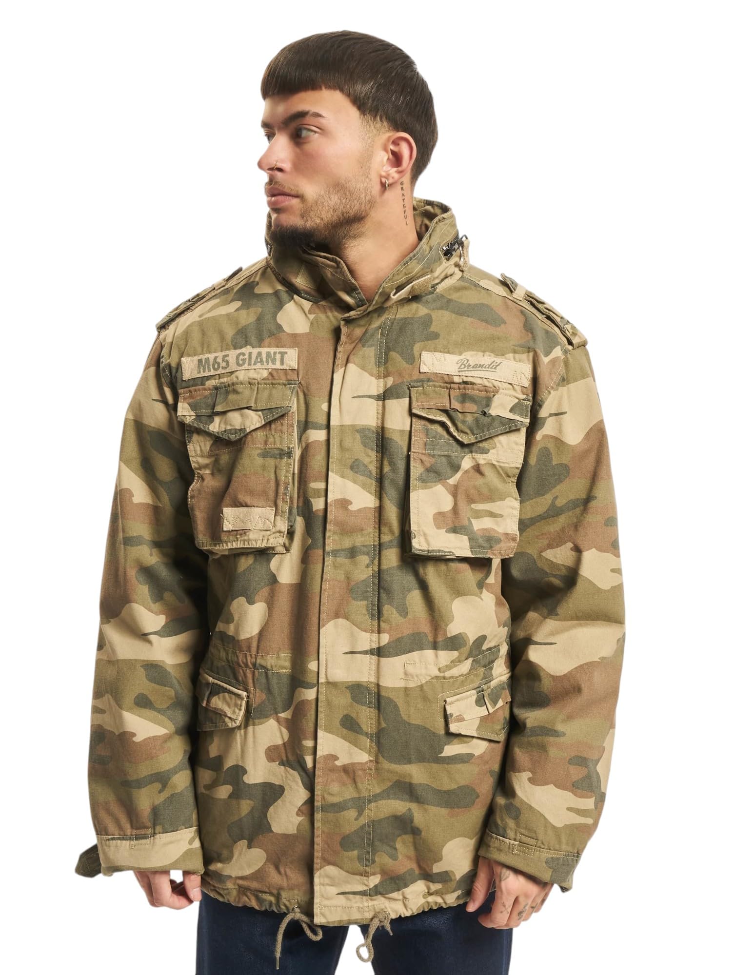Brandit Men’s M-65 Giant Jacket Light Woodland – Vintage Military Field Coat