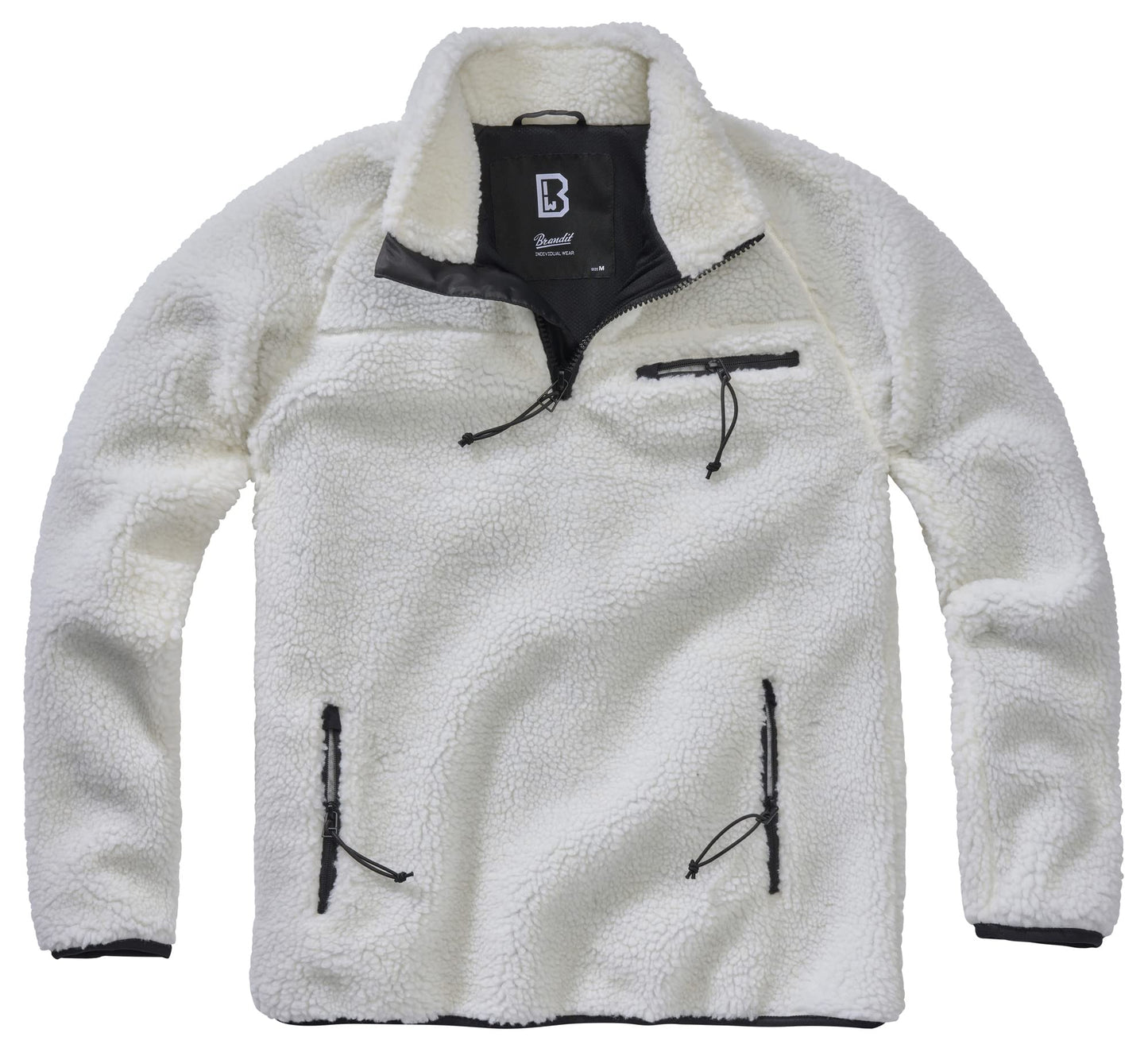 Brandit Men’s Teddyfleece Troyer White 4XL | Warm Pullover Outdoor Sweater
