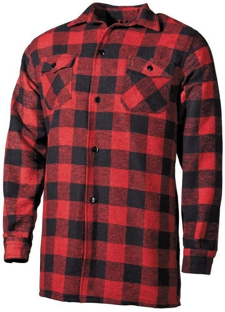 Mil-Tec Flannel Shirt Black Red Cotton Long Sleeve Checkered 3XL