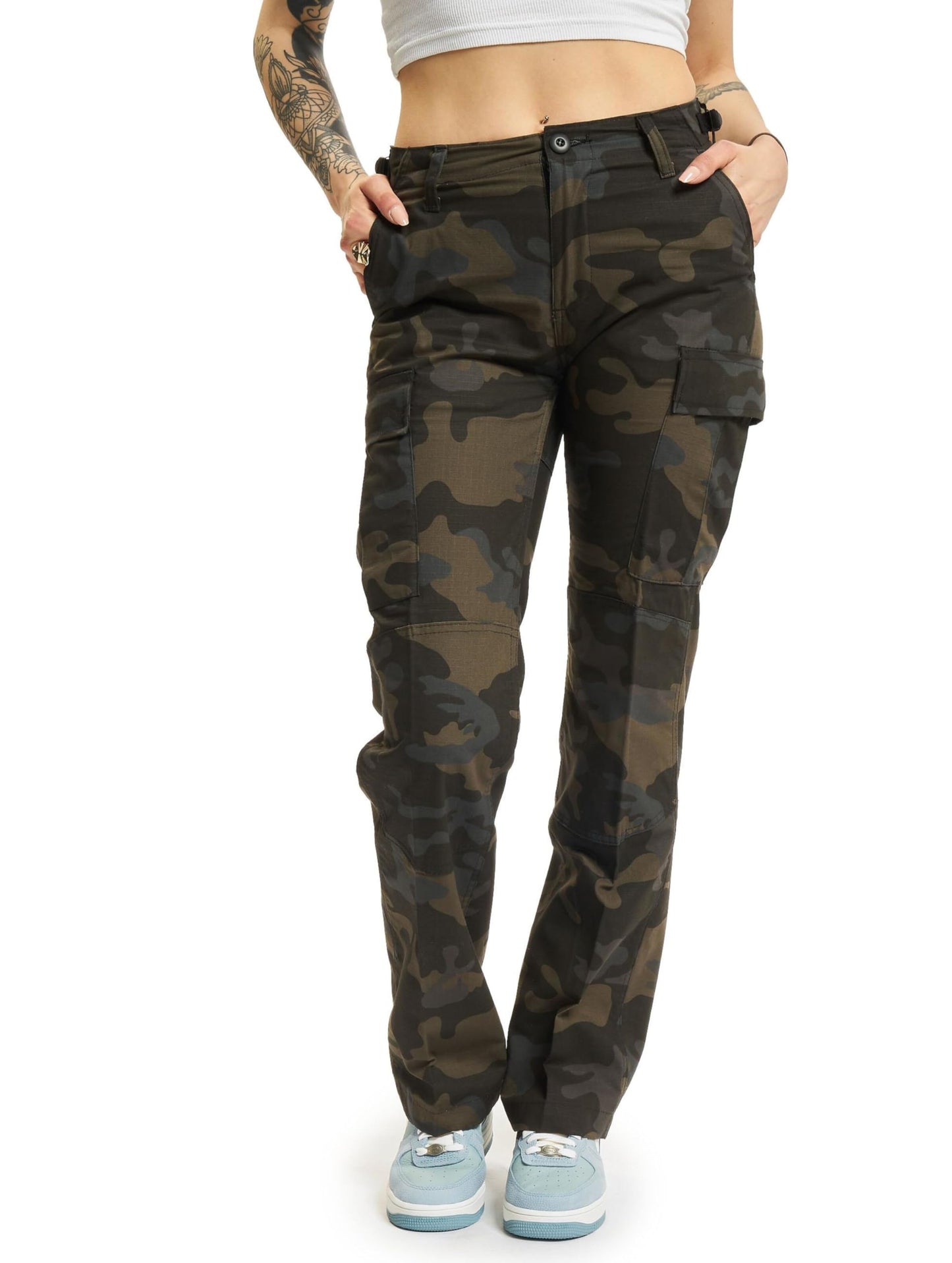 Brandit Women's BDU Ripstop Pants, Dark Camo, 4 US