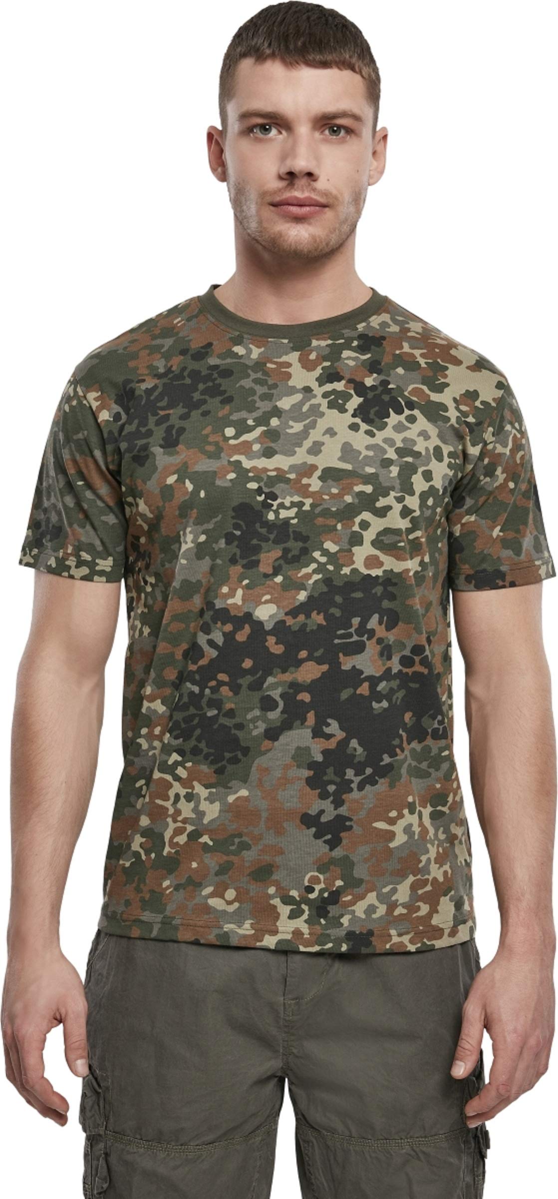 Brandit Men’s T-Shirt – Woodland Camo Cotton Crew Neck Casual Outdoor Top, 3XL