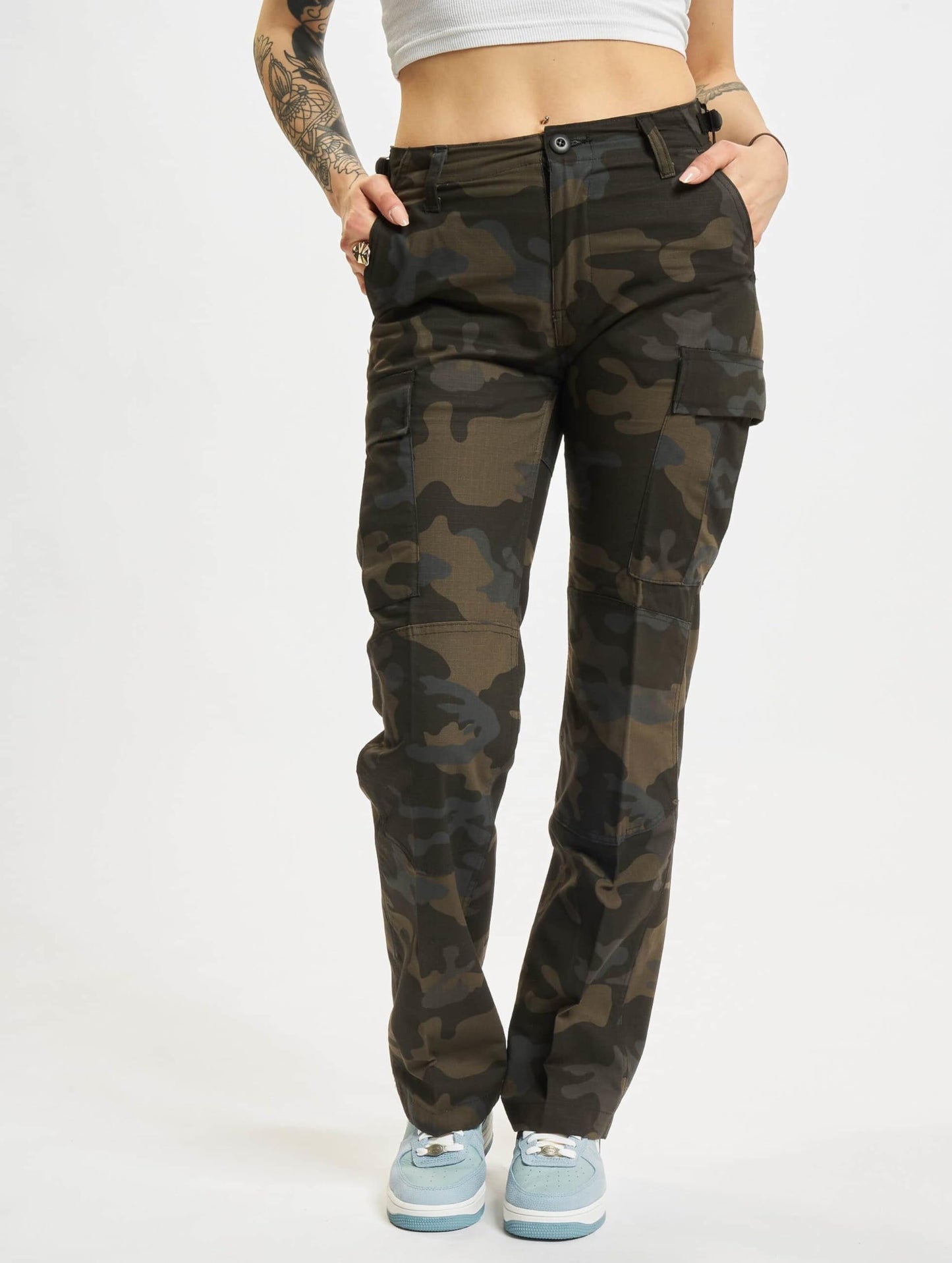 Brandit Women's BDU Ripstop Pants, Dark Camo, 4 US