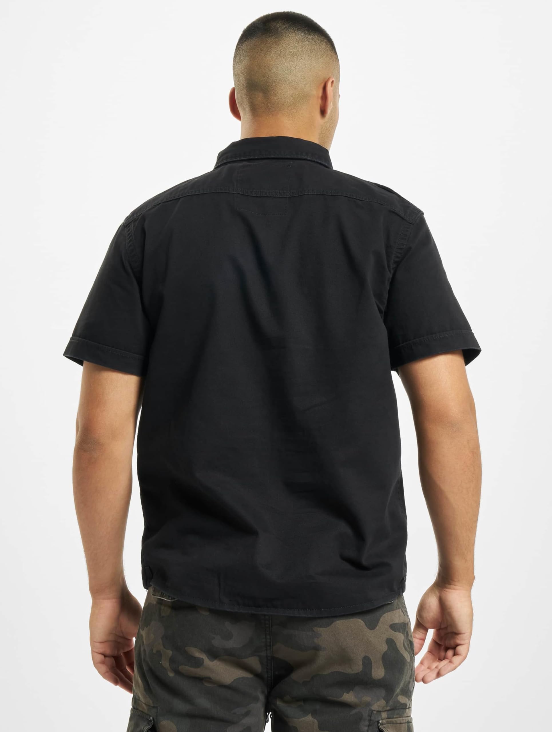 Brandit Men’s Rugged Shirt – Black Short Sleeve 100% Cotton Utility Shirt, 3XL