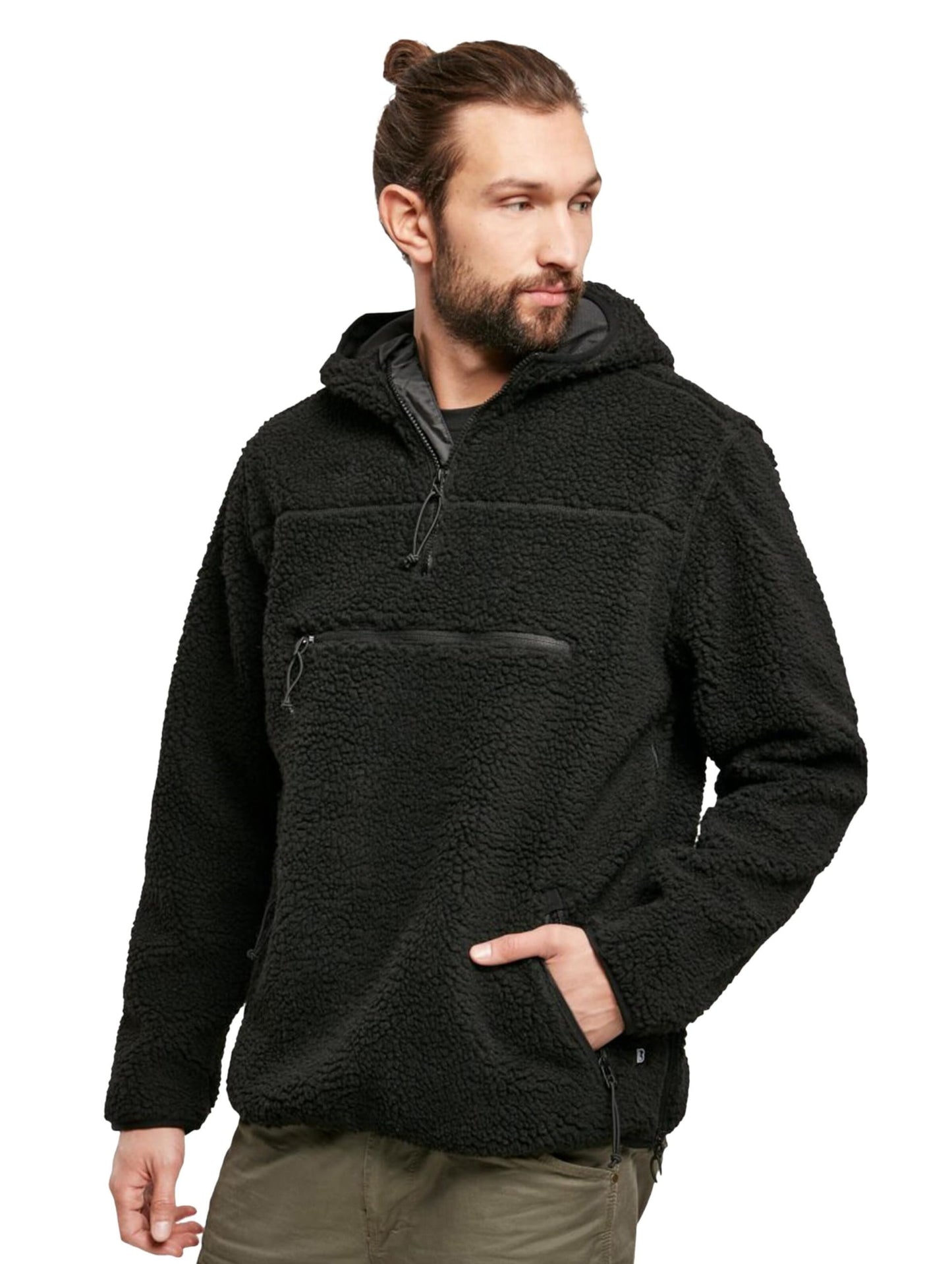 Brandit Men's Hooded Fleece Quarter Zip Pullover