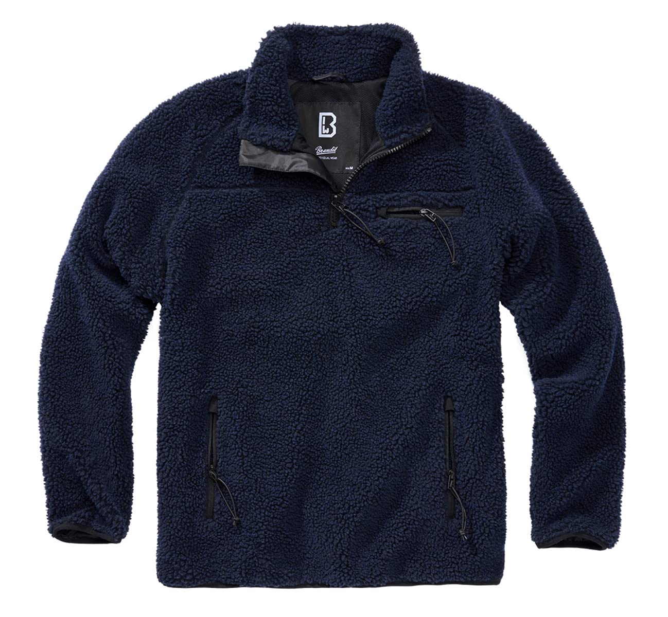 Brandit Men’s Teddyfleece Troyer Navy | Warm Pullover Outdoor Fleece Sweater