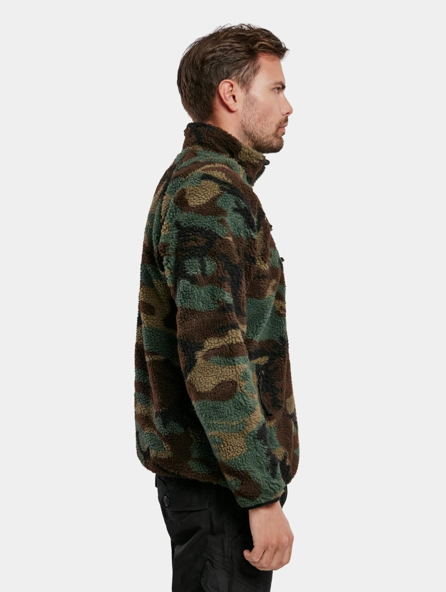 Brandit Men’s Teddyfleece Troyer Woodland 4XL | Warm Pullover Outdoor Sweater