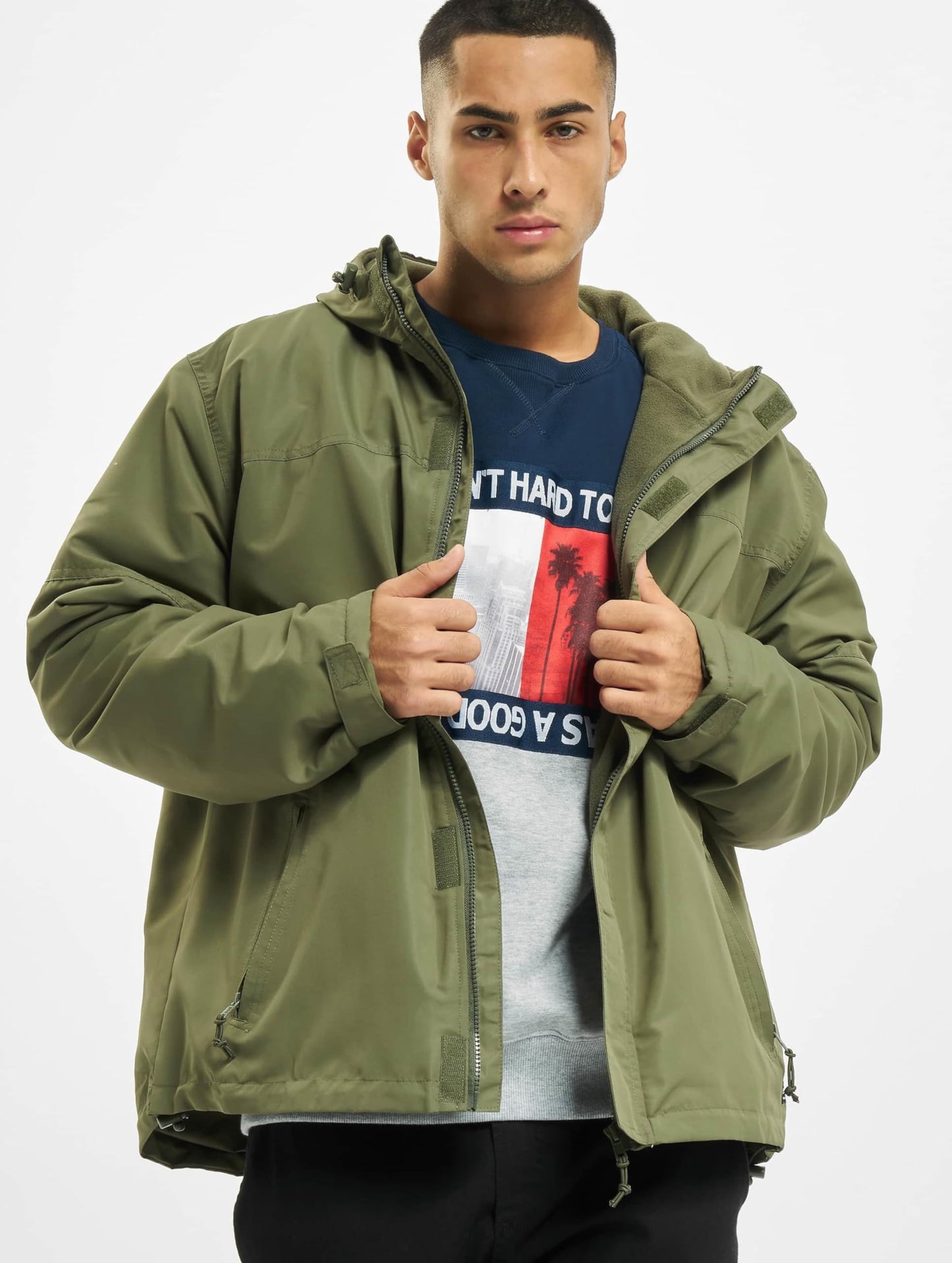 Brandit Men’s Windbreaker Front Zip – Waterproof Outdoor Jacket Olive size S