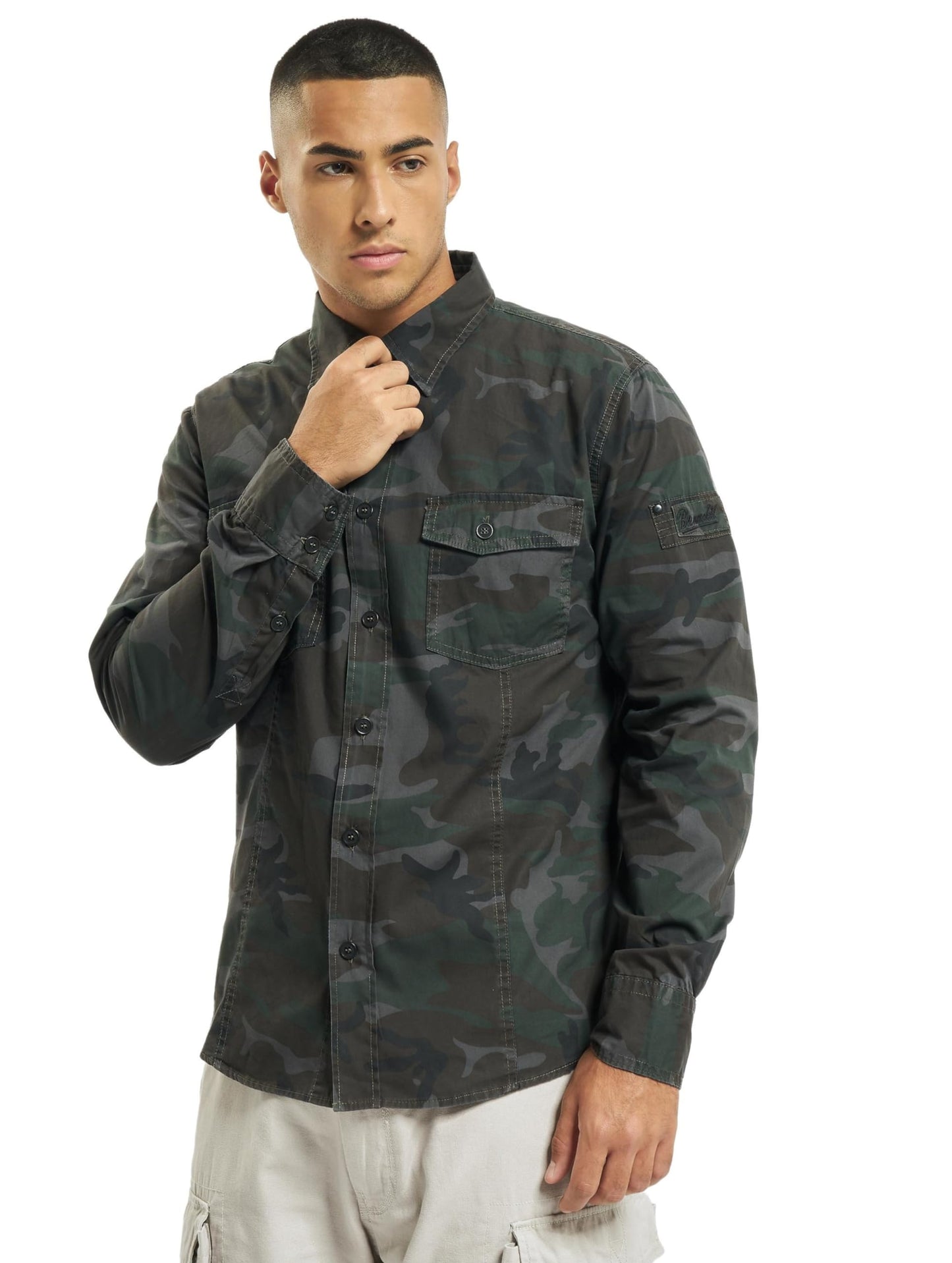 Brandit Men's Slimfit Shirt Woodland