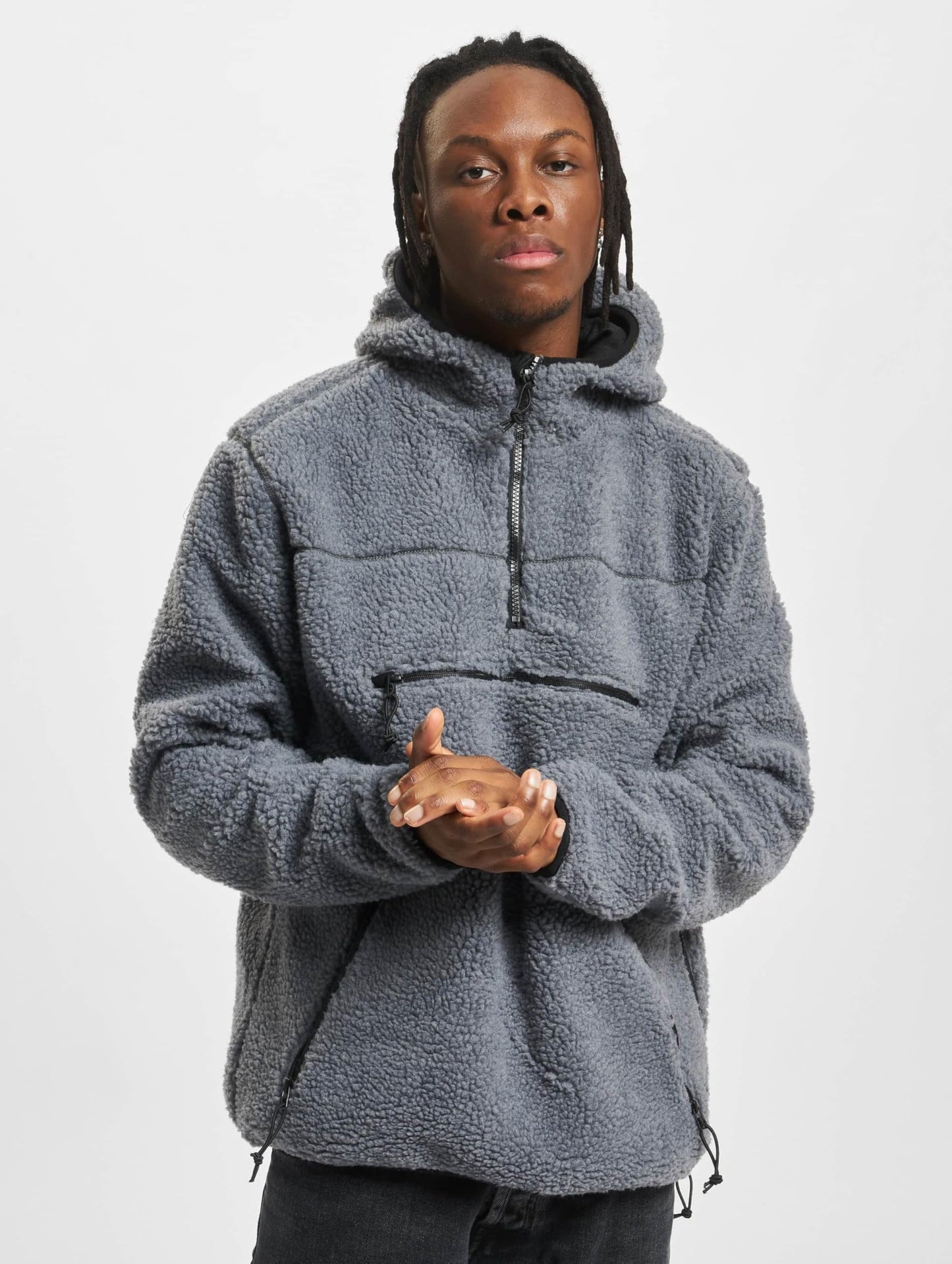 Brandit Men's Hooded Fleece Quarter Zip Pullover