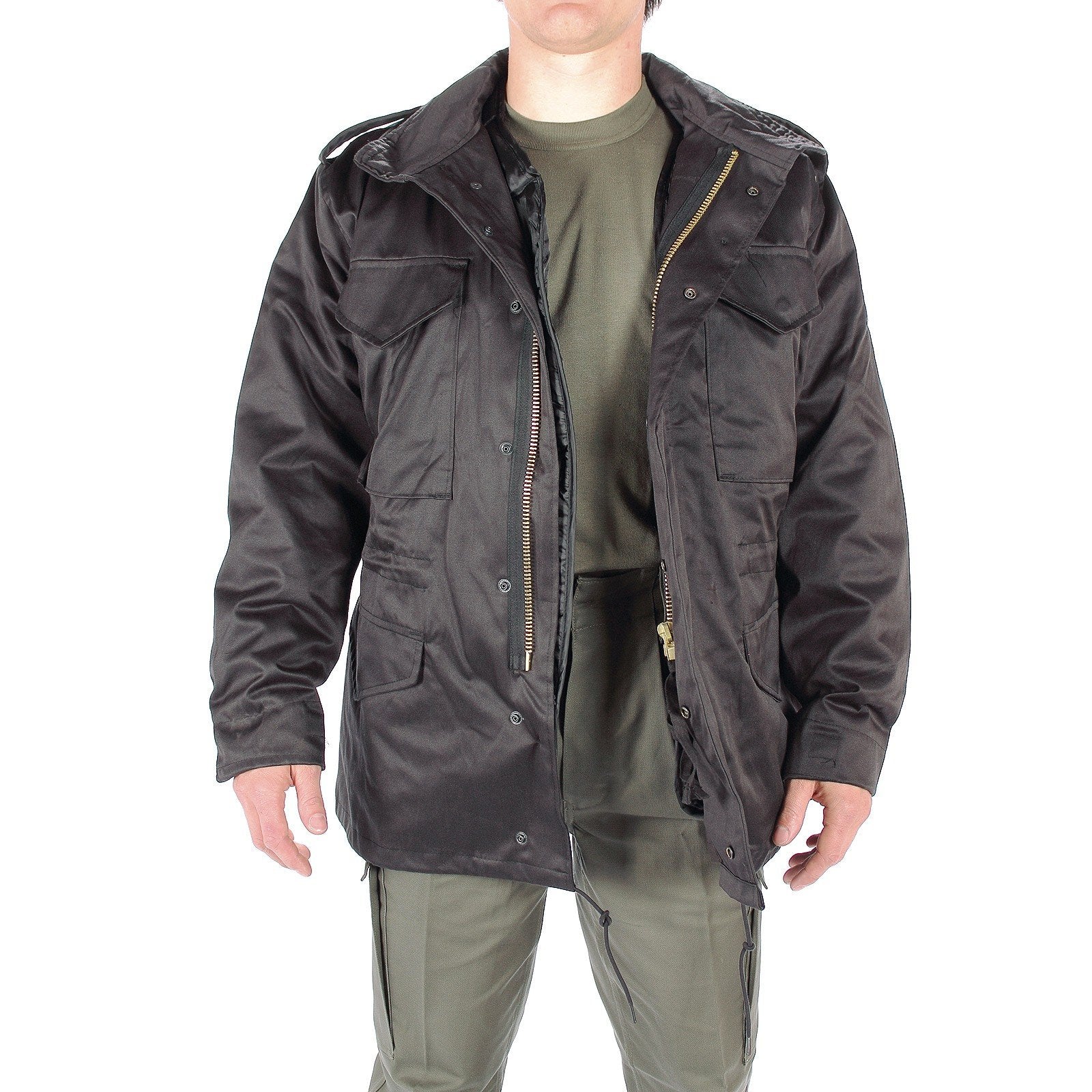 Mil-Tec Men’s M65 Field Jacket – Black Tactical Army Coat 3XL