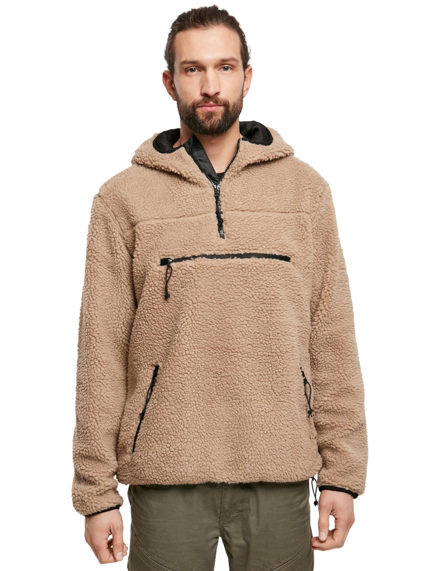 Brandit Men's Hooded Fleece Quarter Zip Pullover