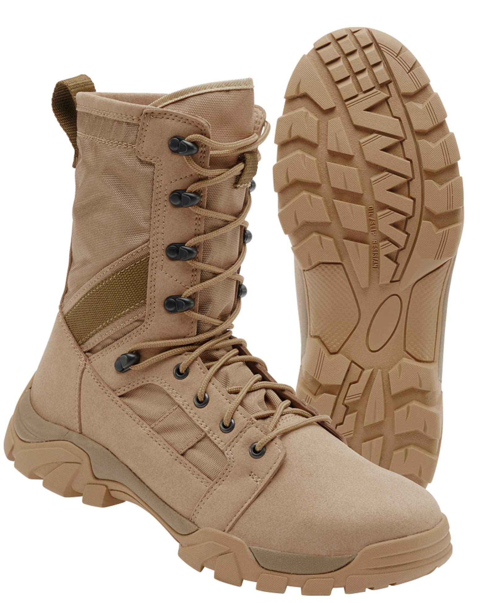 Brandit Defense Combat Boots – Camel, Size 10, Military Tactical Footwear