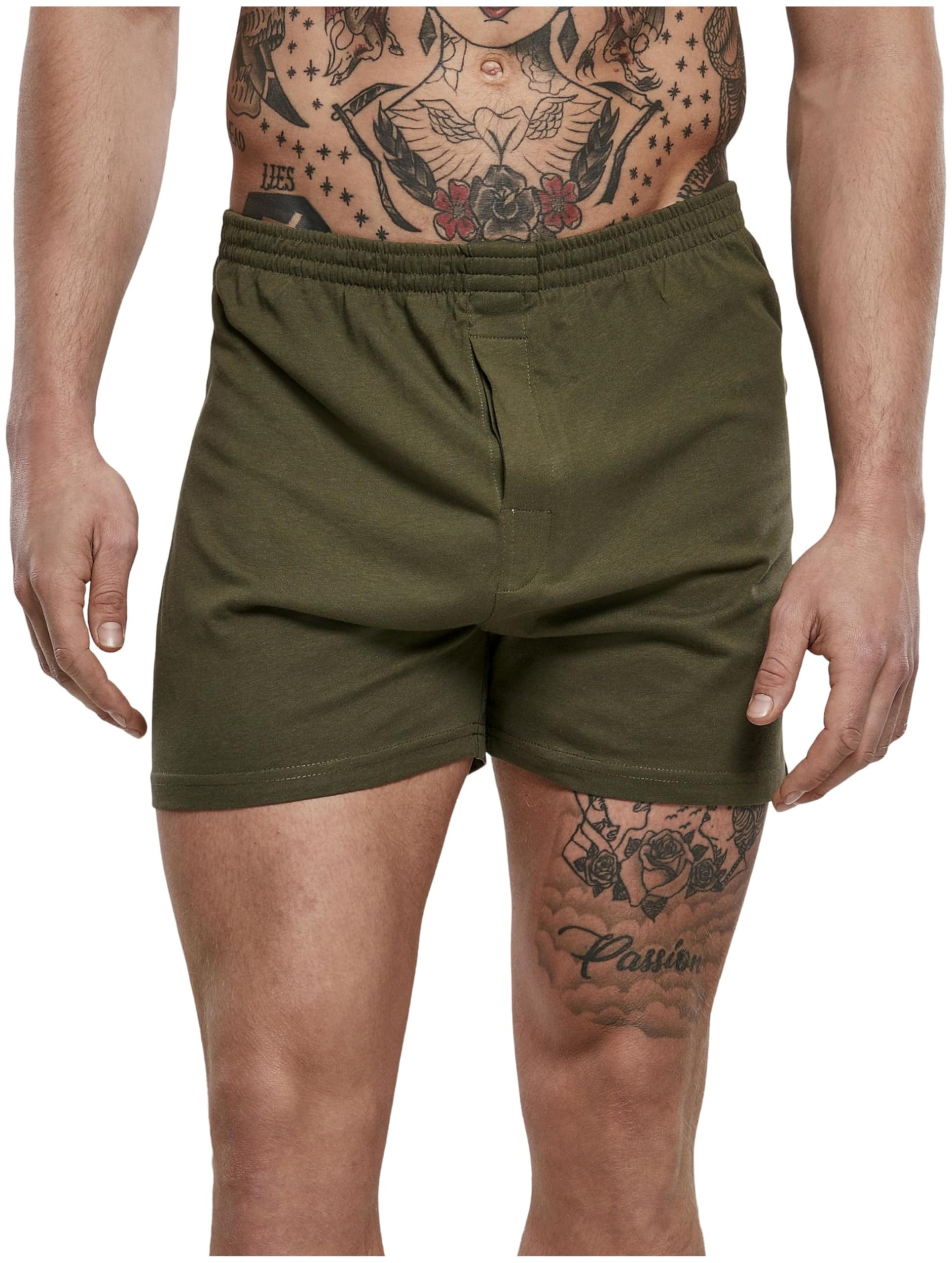 Brandit Men’s Boxer Shorts Olive – 100% Cotton Comfortable Underwear