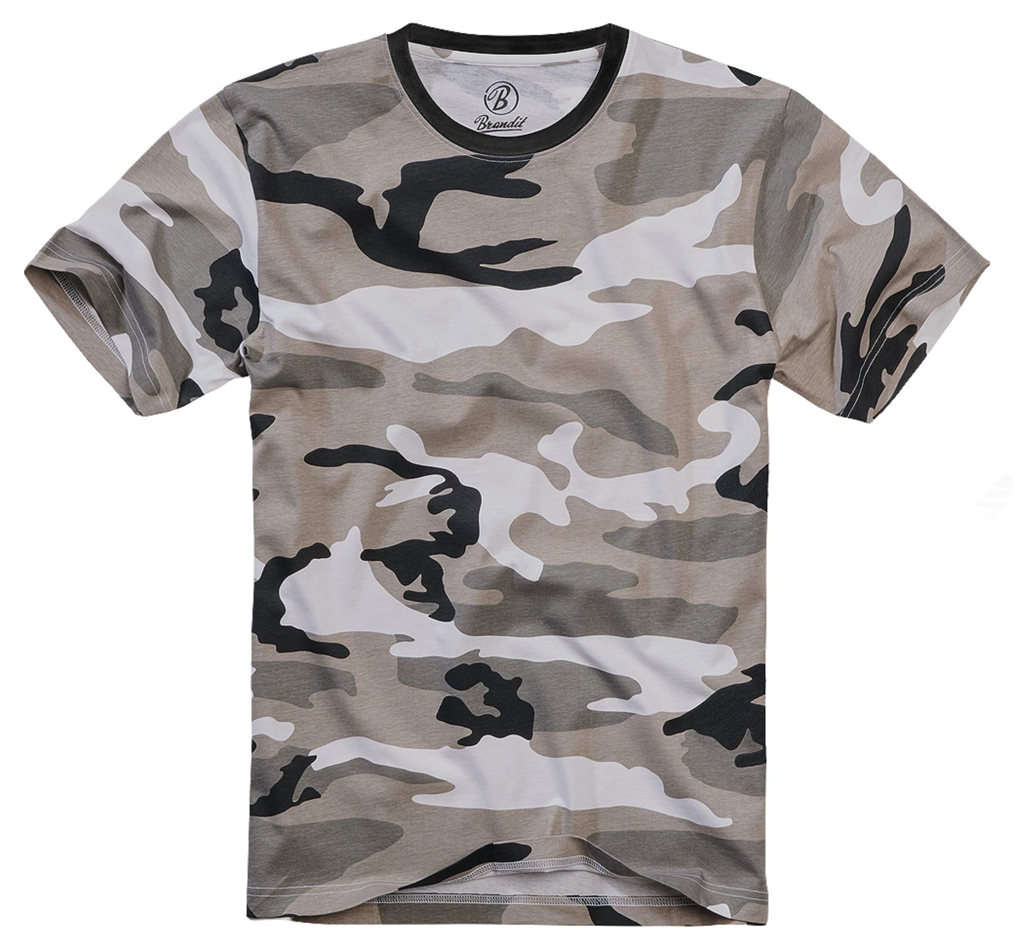 Brandit Men’s T-Shirt – Urban Camo Cotton Crew Neck Casual Outdoor Top, 4XL
