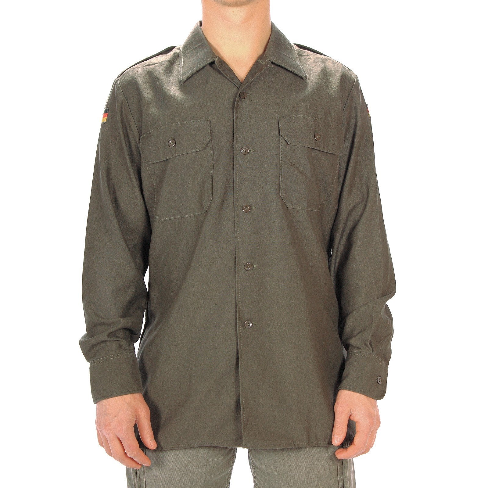 Mil-Tec BW Shirt Olive Green Cotton Long Sleeve German Army Style Top
