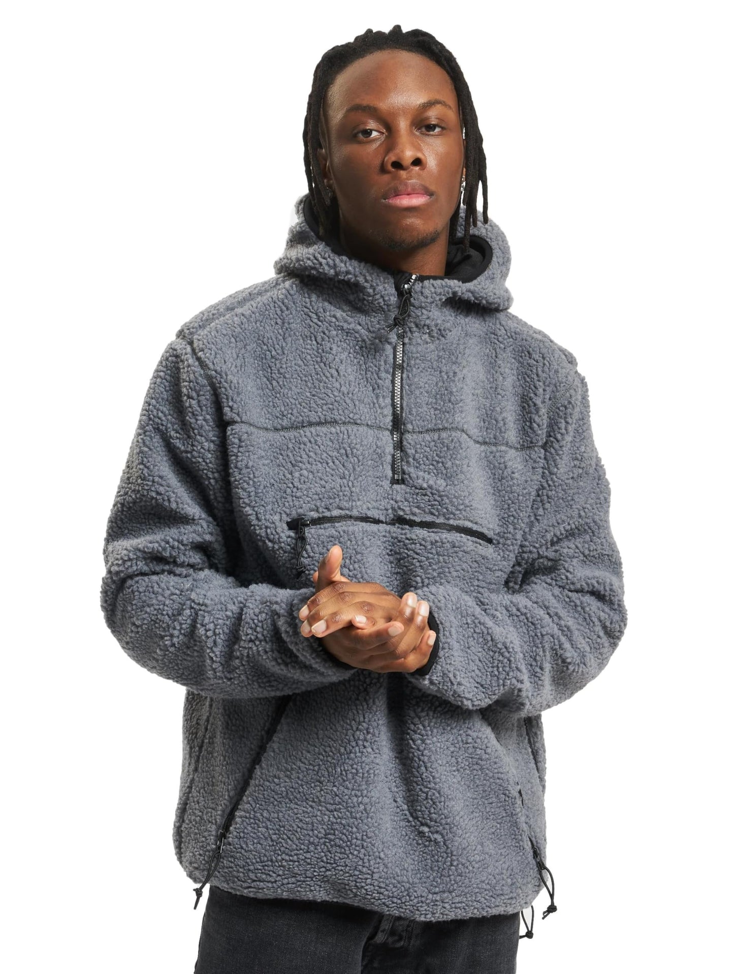 Brandit Men's Hooded Fleece Quarter Zip Pullover