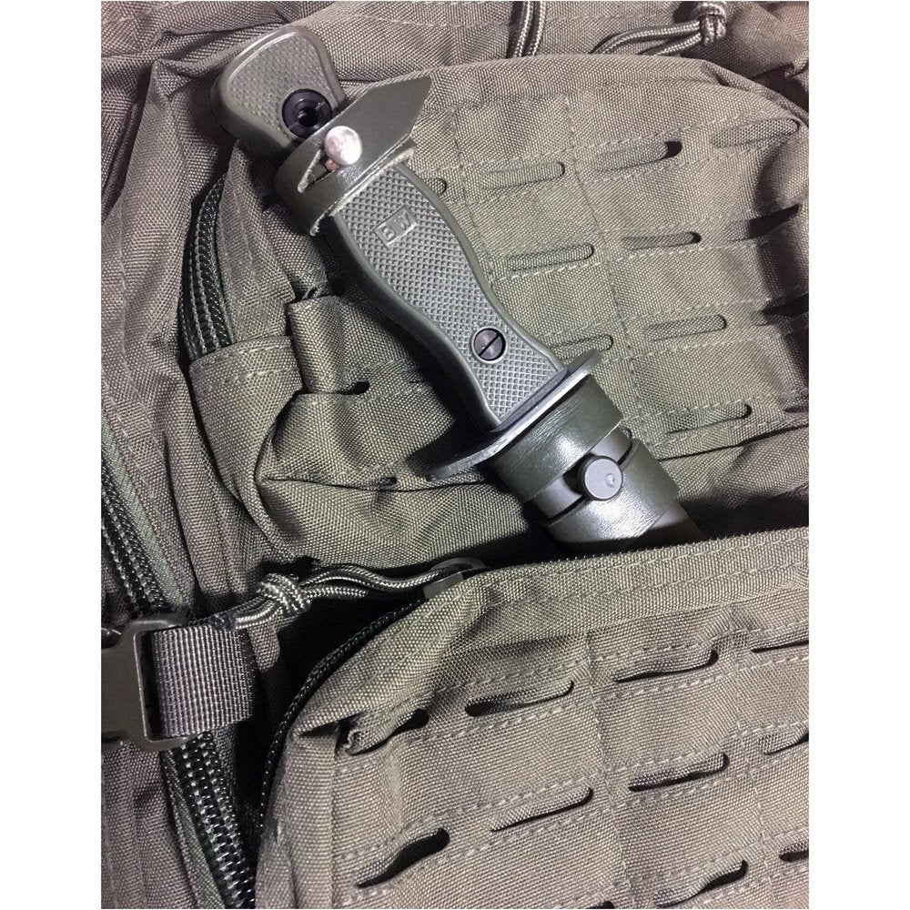 MIL-TEC Combat 5.7" Olive Drab Knife for Military Personnel, Outdoor Enthusiasts, Survivalists | Metal Blade Sheath and Leather Suspensions Included | Steel Fixed Blade | Ideal for Tactical Operations
