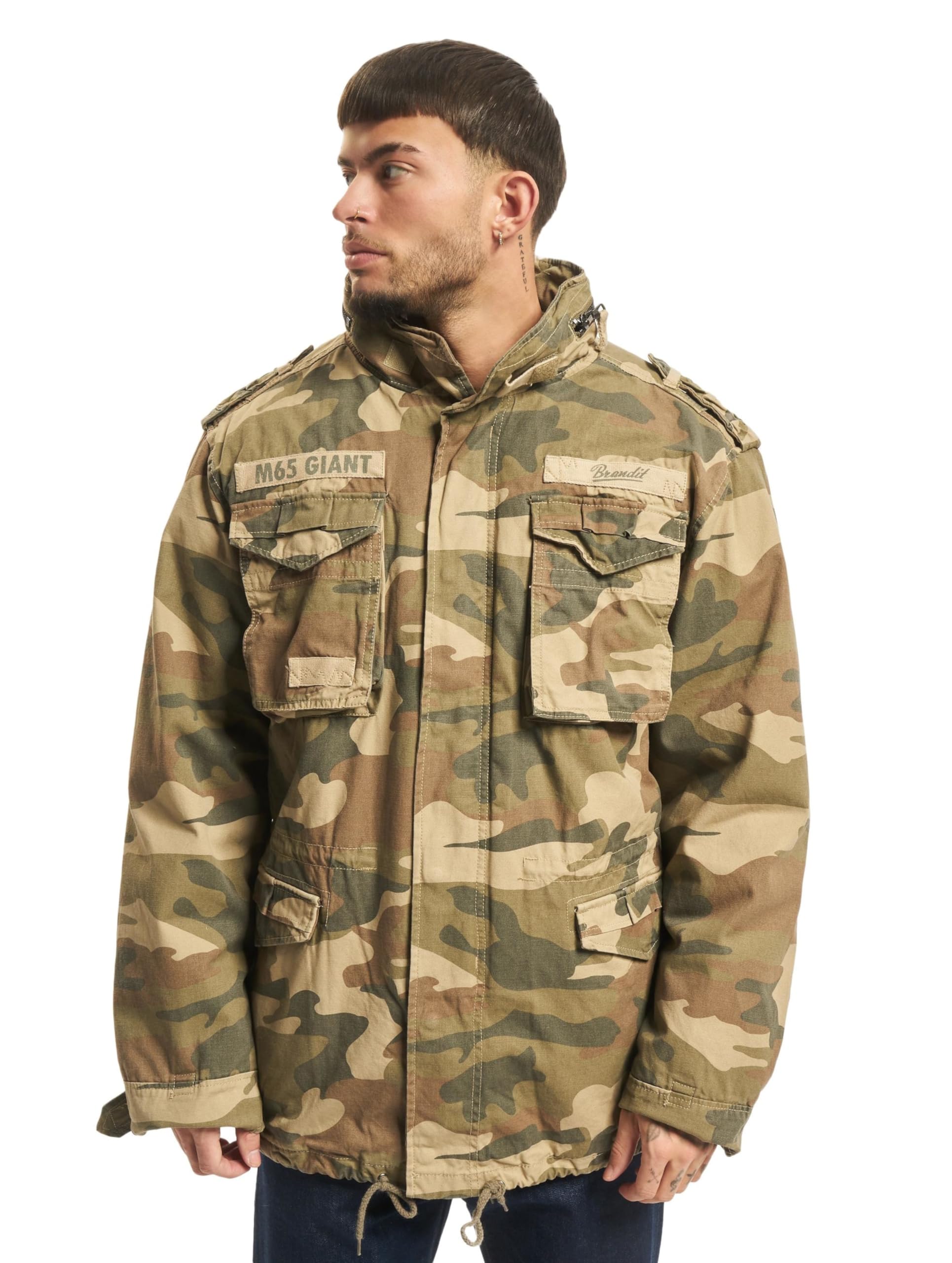 Brandit Men’s M-65 Giant Jacket Light Woodland – Vintage Military Field Coat