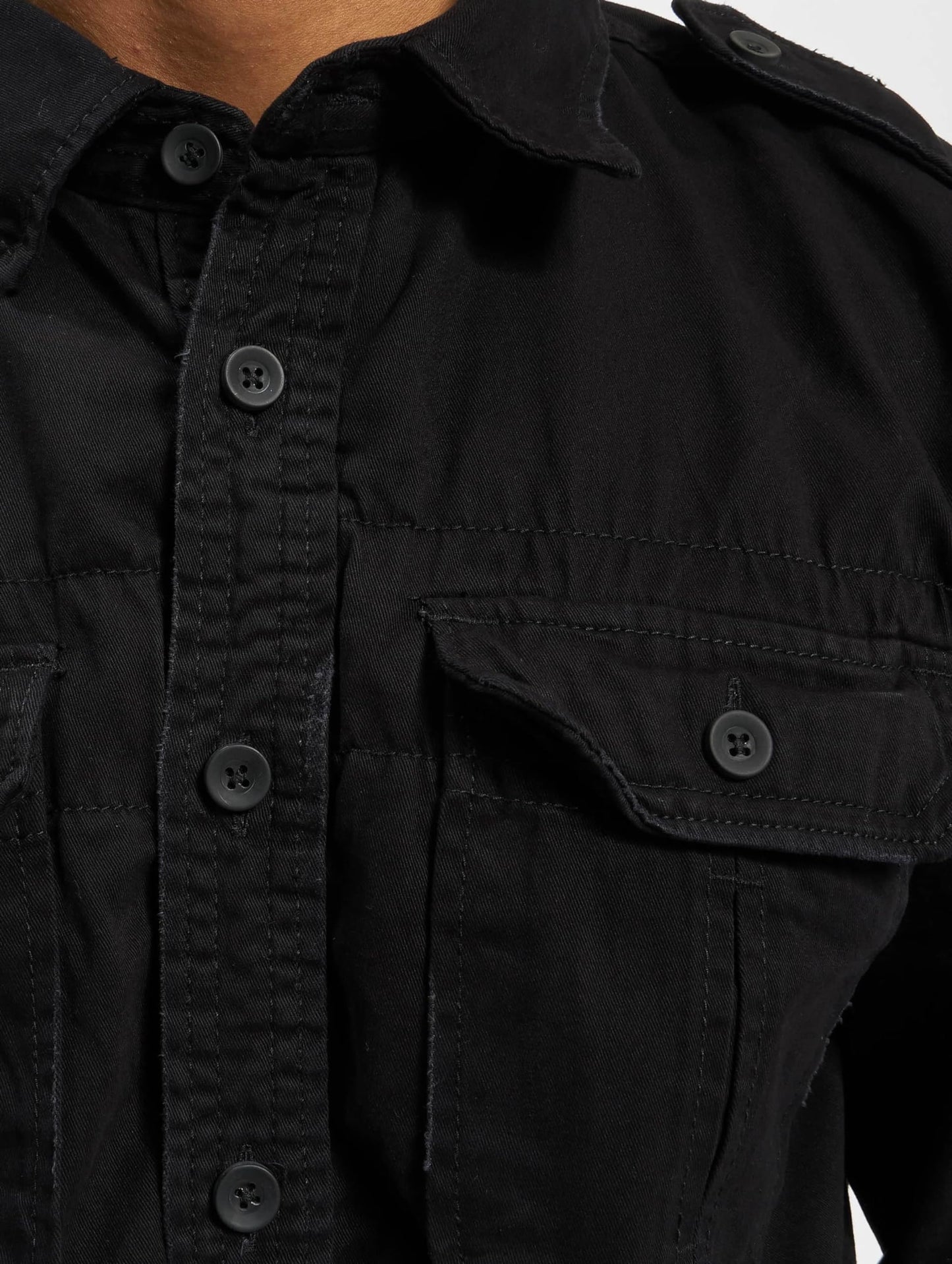 Brandit Vintage Long Sleeve Shirt Black L – Men’s Cotton Military Style