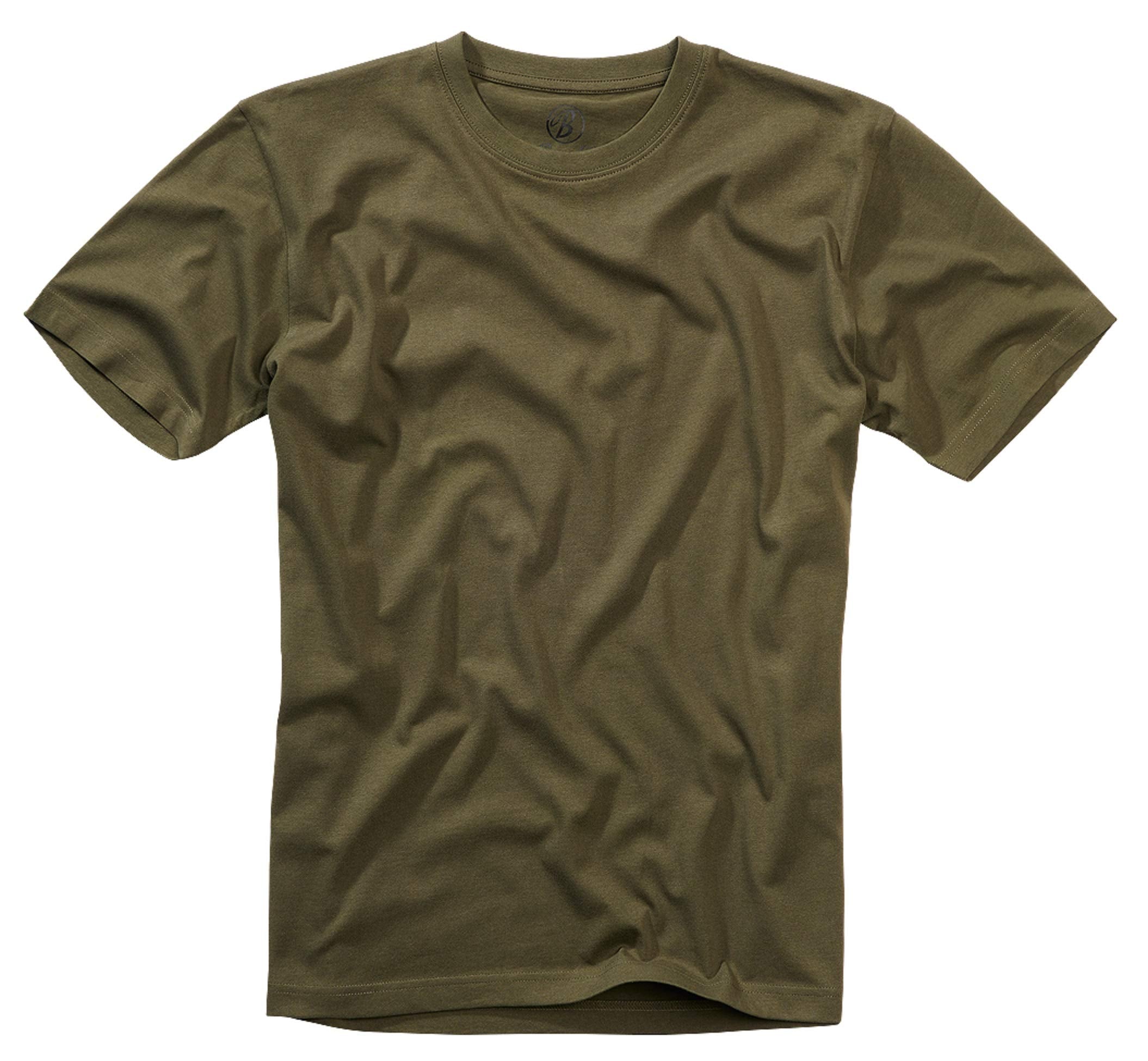 Brandit Men’s T-Shirt – Olive Cotton Crew Neck Casual Short Sleeve Top, Size XXL