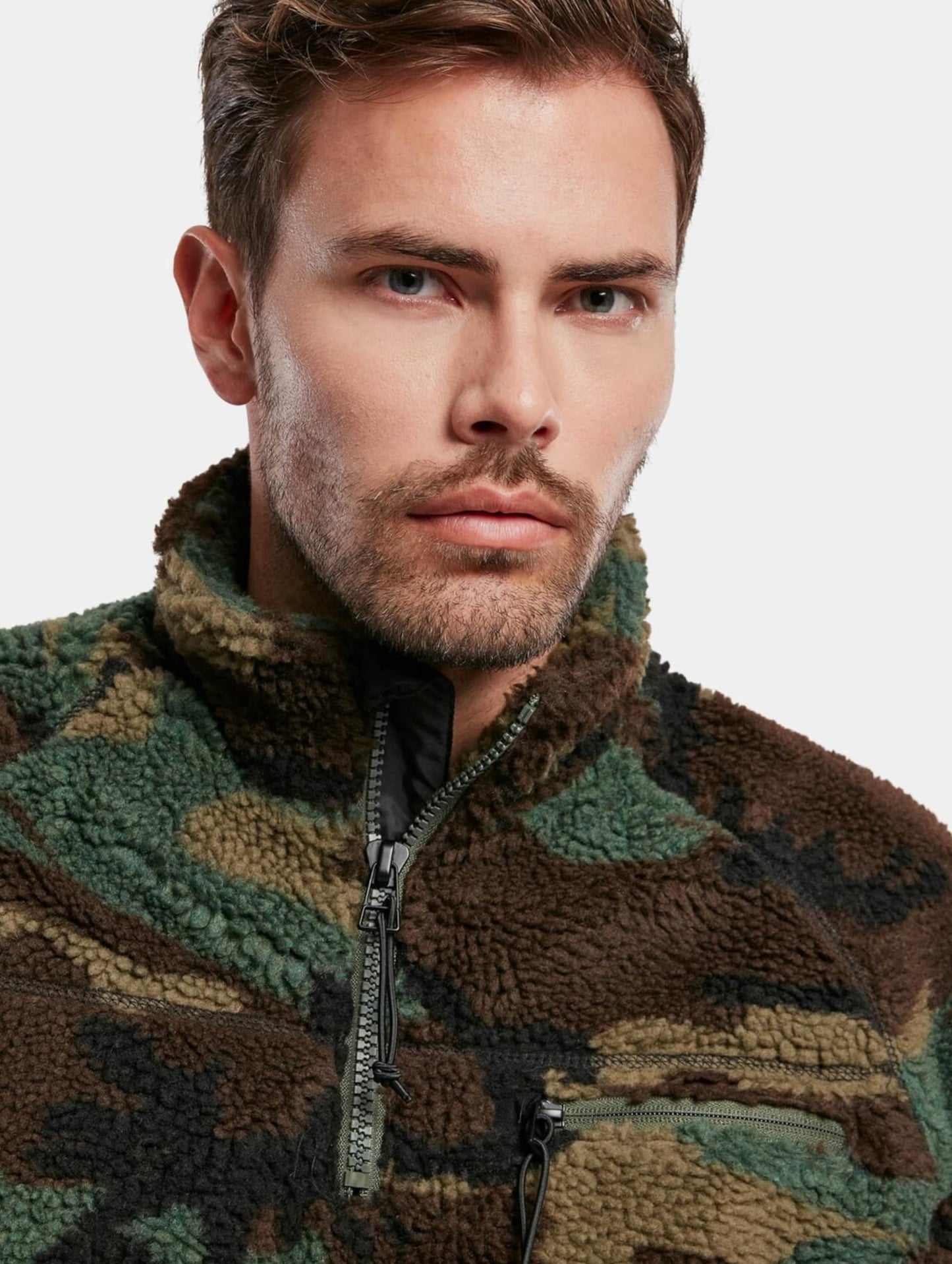 Brandit Men’s Teddyfleece Troyer Woodland 5XL | Warm Pullover Outdoor Sweater