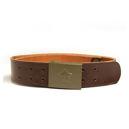 Original CZ Army Military Style Leather Belt Brown Metal Buckle 4,5cm Used
