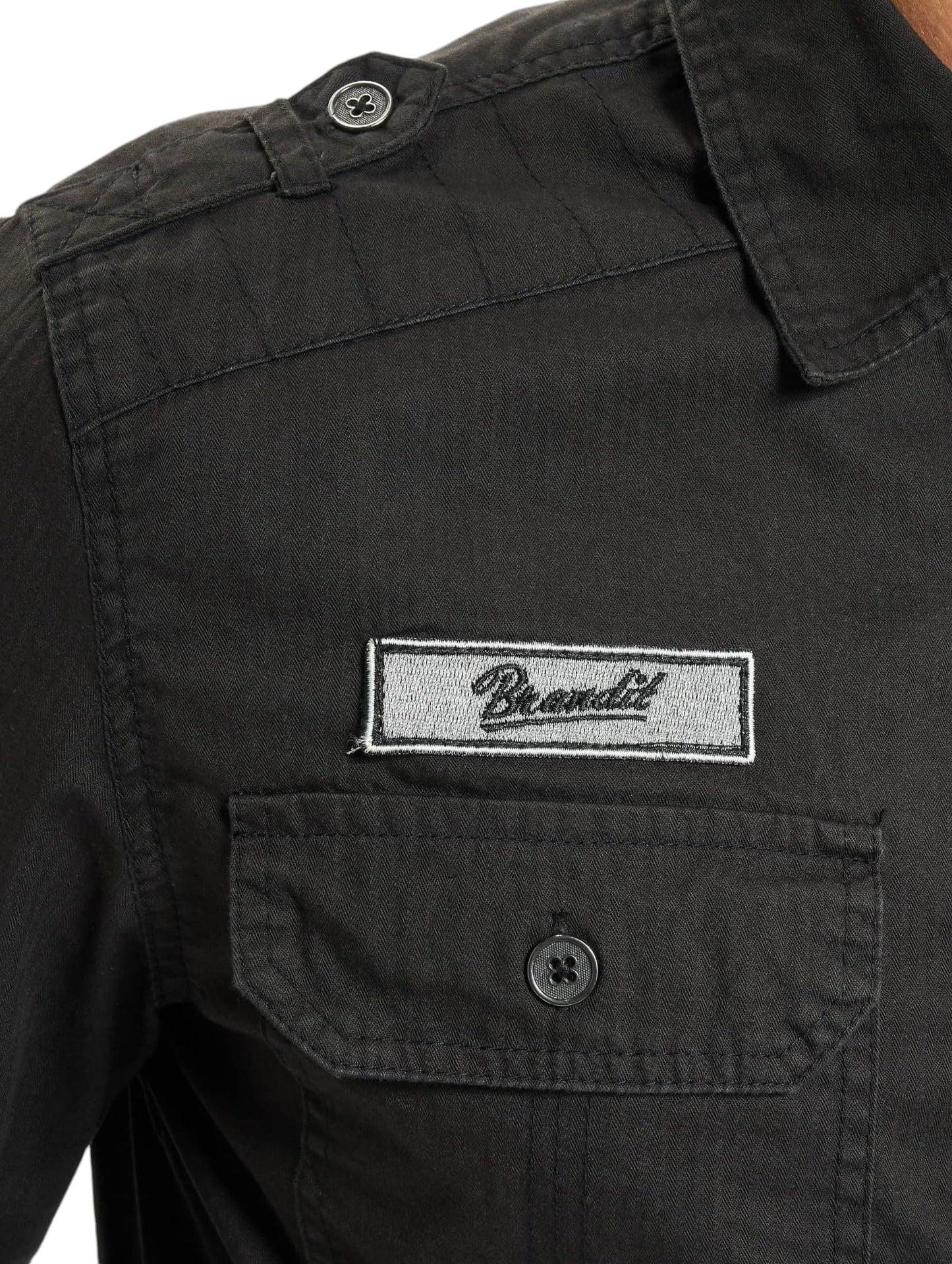 Brandit Men's Luis Vintage Shirt with Badges Black