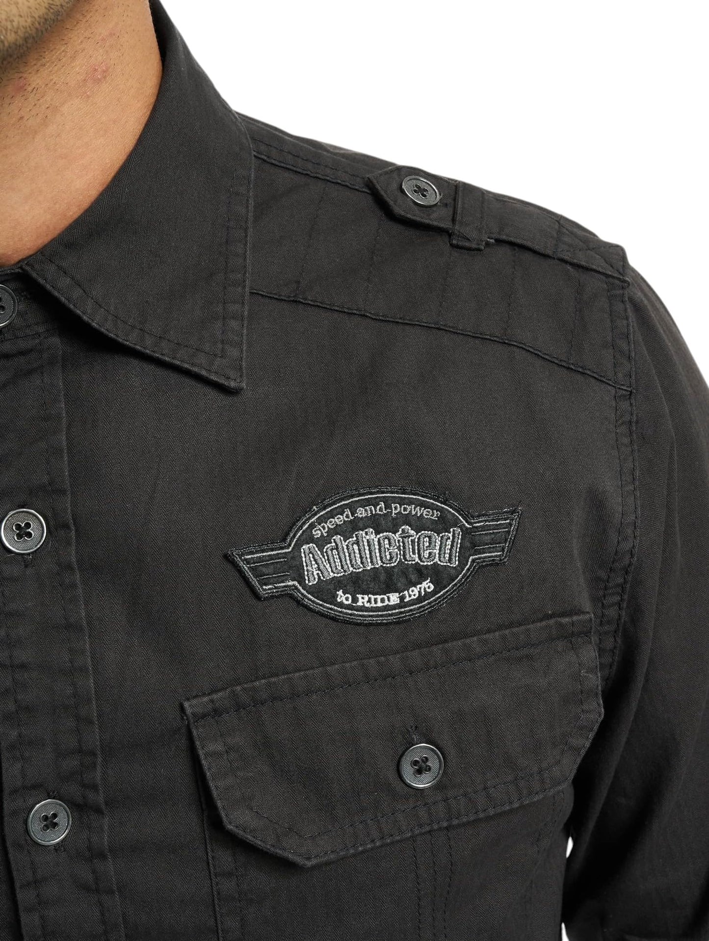 Brandit Men's Luis Vintage Shirt with Badges Black
