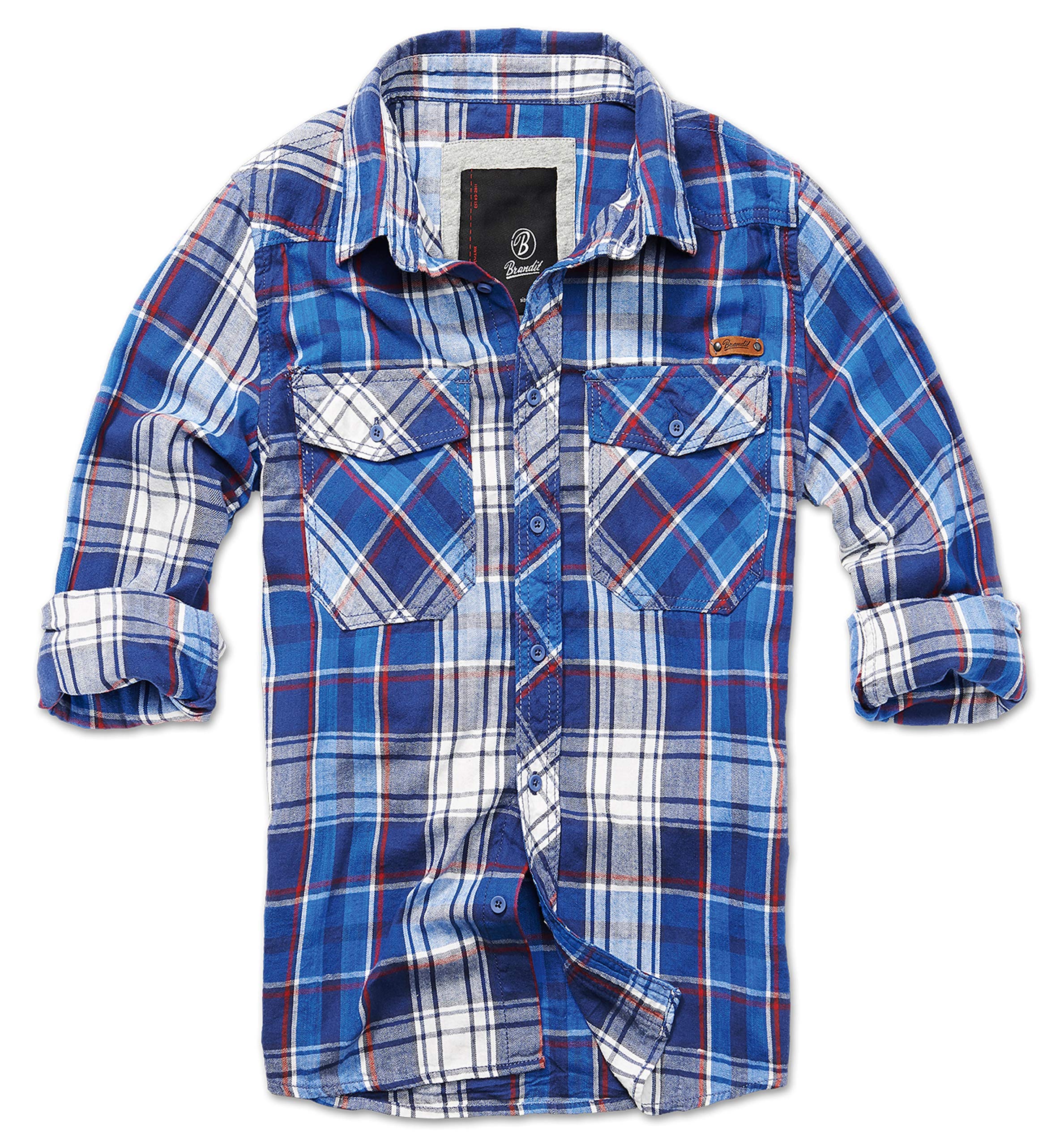 Brandit Men’s Check Shirt – Navy Blue Casual Flannel Style Button-Up, Size XXL