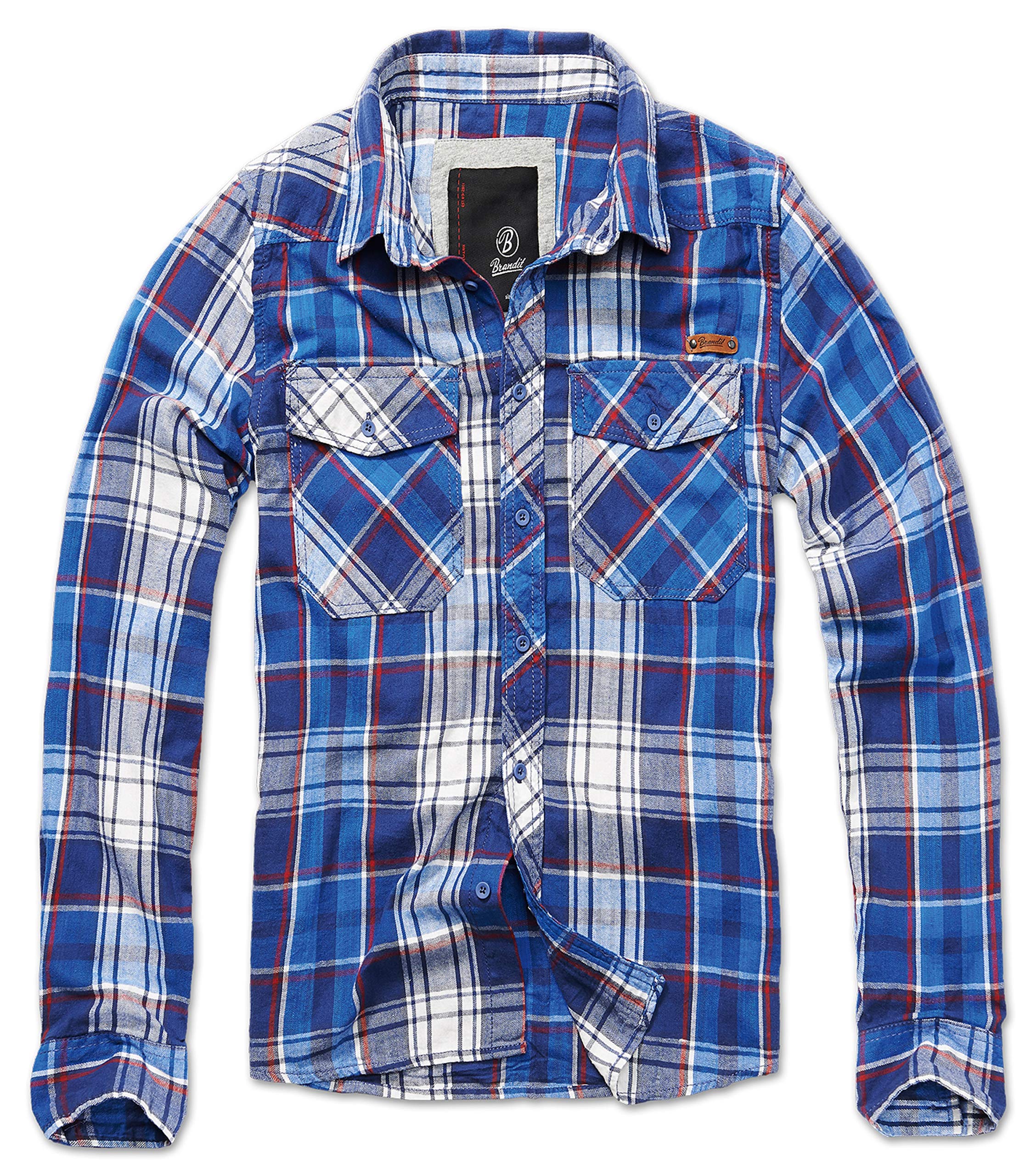 Brandit Men’s Check Shirt – Navy Blue Casual Flannel Style Button-Up, Size XXL