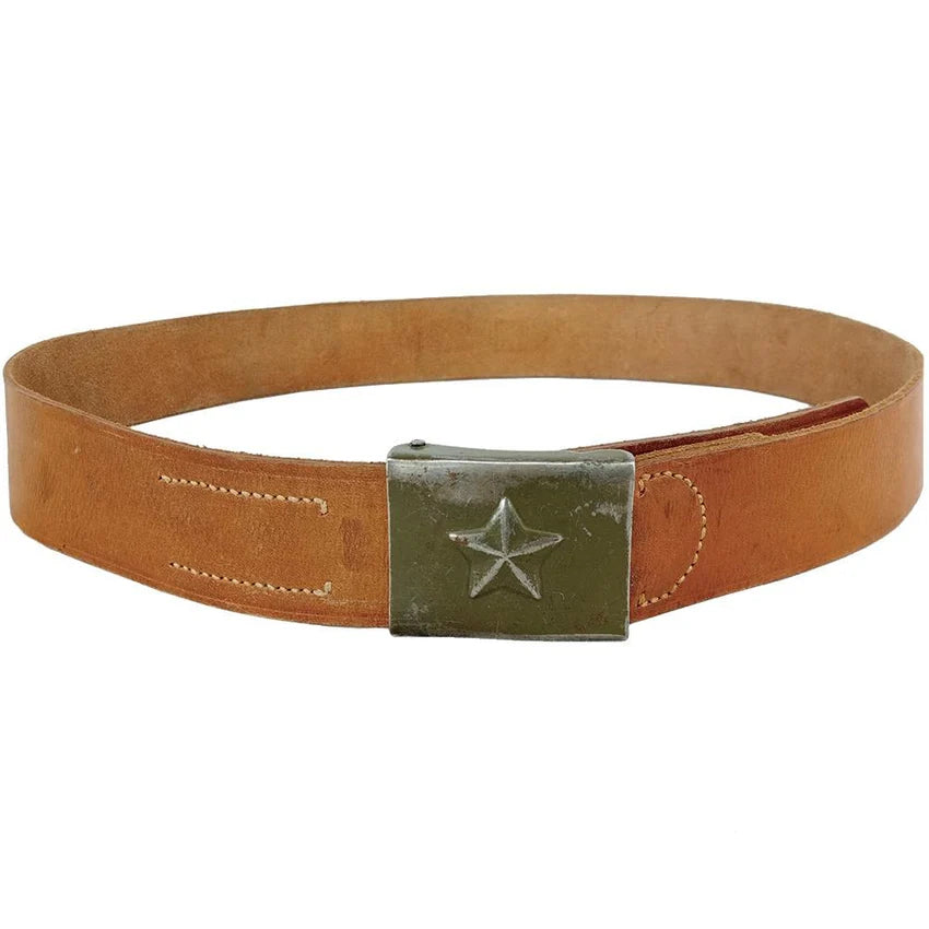 Original CZ Army Military Style Leather Belt Brown Metal Buckle 4,5cm Used