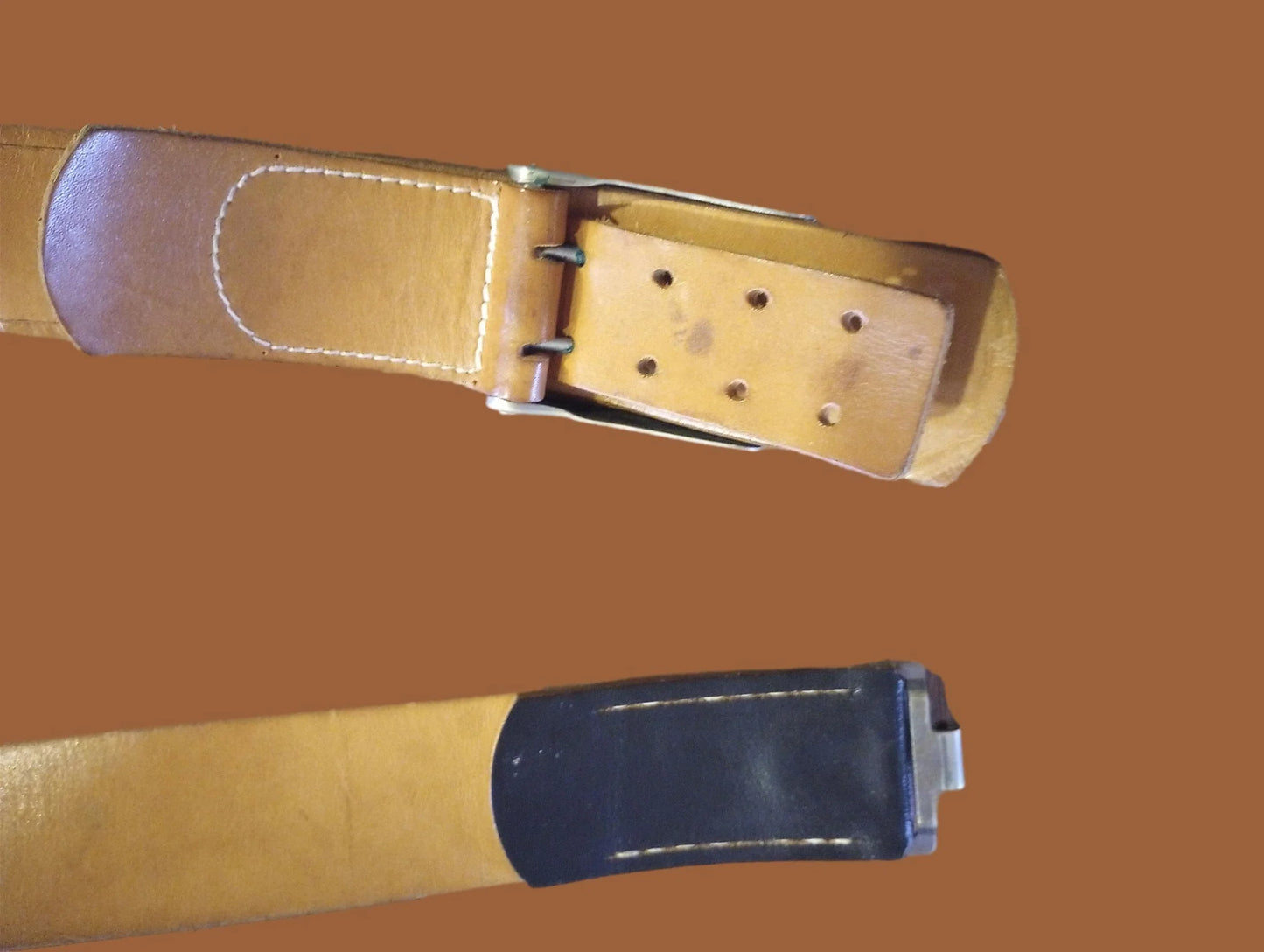 Original German Army Belt Genuine Leather Bundeswehr Military Issue Pants Used
