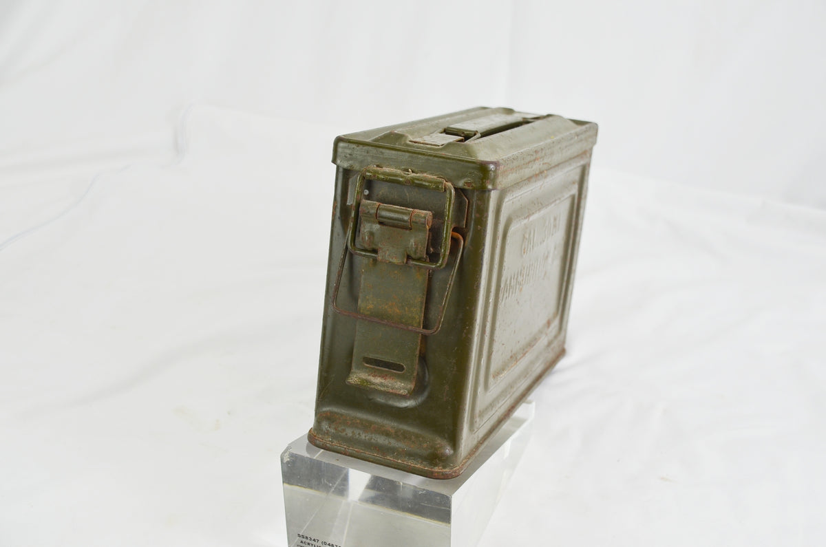 Vintage US Army 30 Cal M2 Ammo Box, Metal Storage Case, Military Collectible