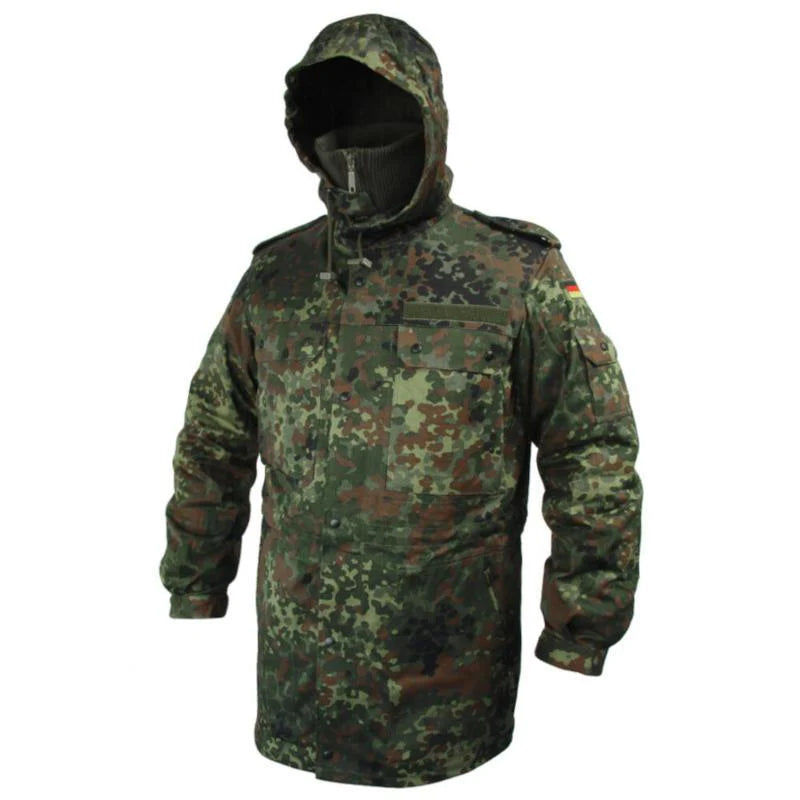 Original German Army Flecktarn Camo Field Parka with Liner – Military Surplus NEW