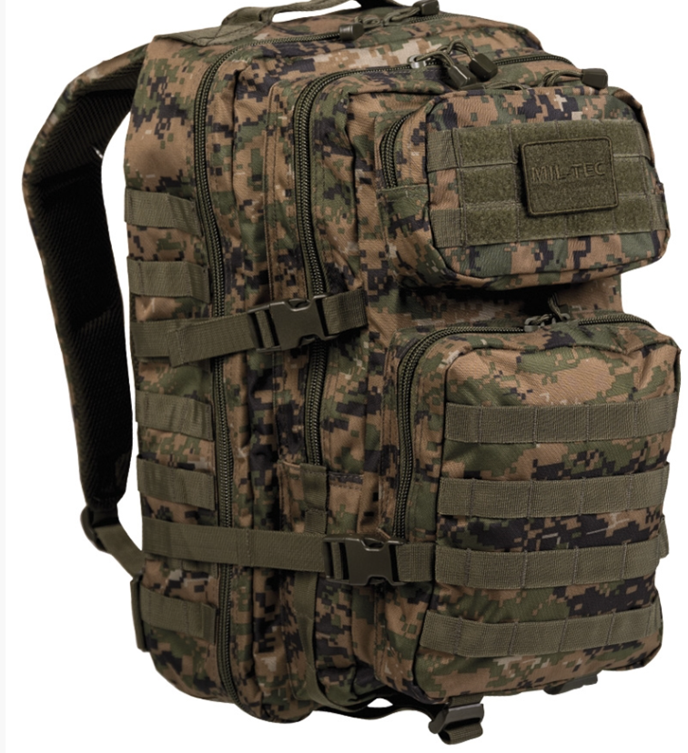 Digital Woodland Camo Tactical Assault Backpack 36L – Large MOLLE Rucksack