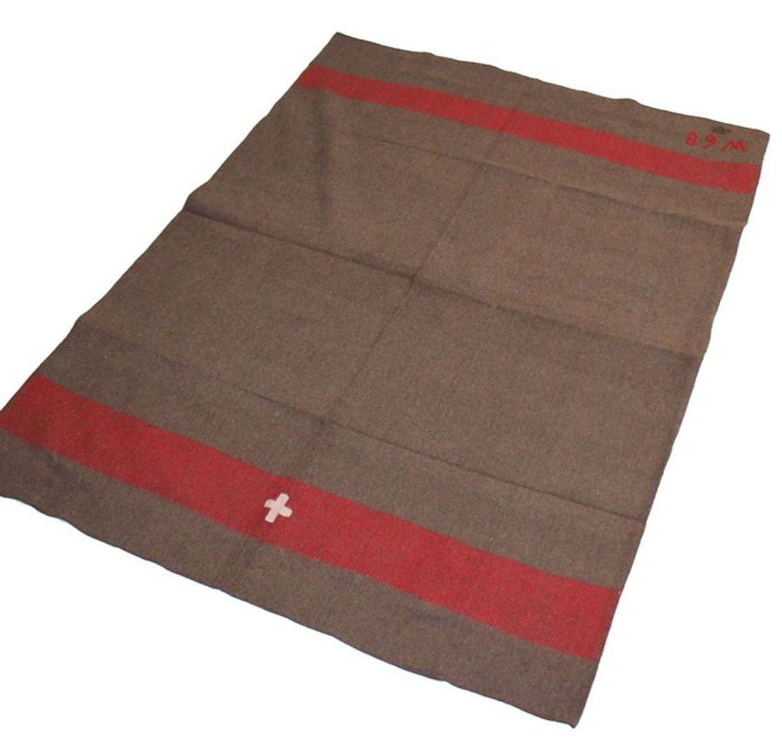 Swiss Army Brown Wool Blanket 200x140 cm - Vintage Military Surplus Used