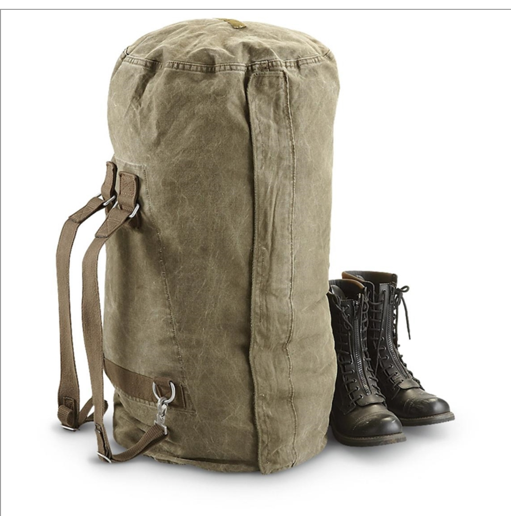 German Army Large Duffle Bag with Double Strap and Lock Vintage Military Surplus