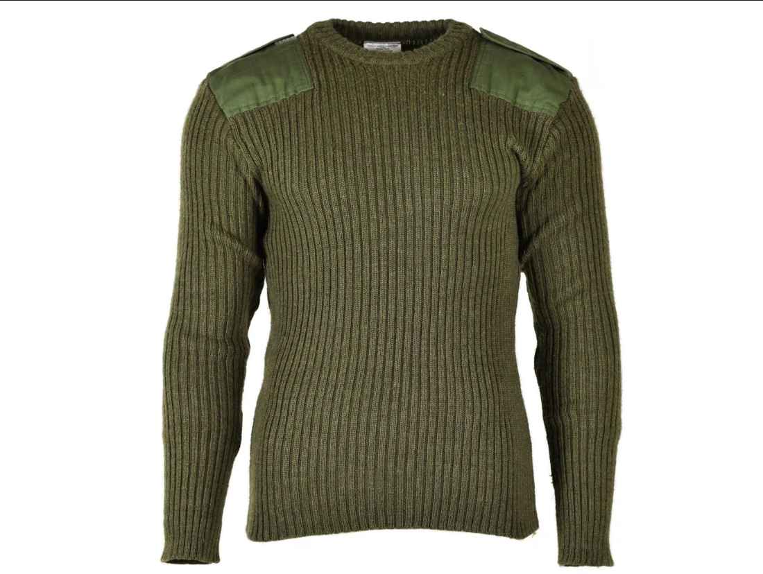 Original British Army Pullover Commando Green Olive Sweater Wool Men Jumper Used