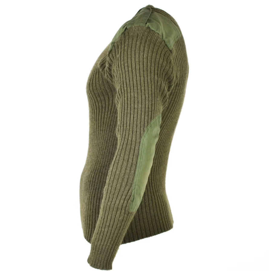 Original British Army Pullover Commando Green Olive Sweater Wool Men Jumper Used