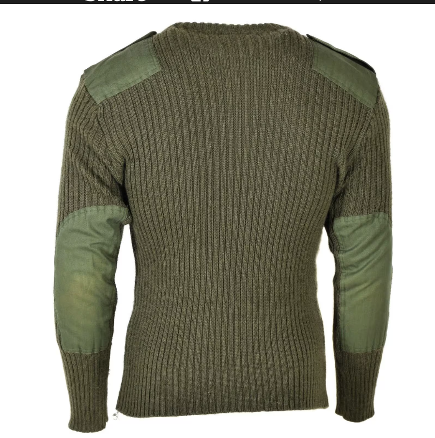 Original British Army Pullover Commando Green Olive Sweater Wool Men Jumper Used
