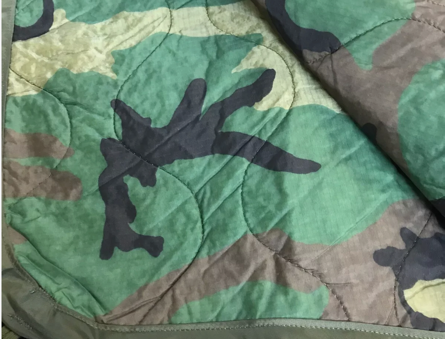 US Army GI Woodland Camo Poncho Liner - Vintage Military Surplus