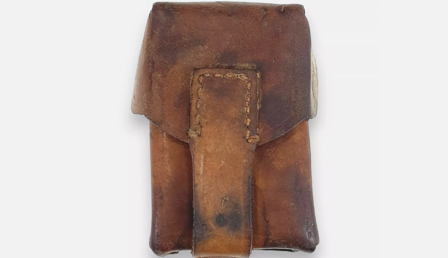 Vintage Military Surplus Leather Mauser Cartridge Pouch Used Durable Ammo Holder