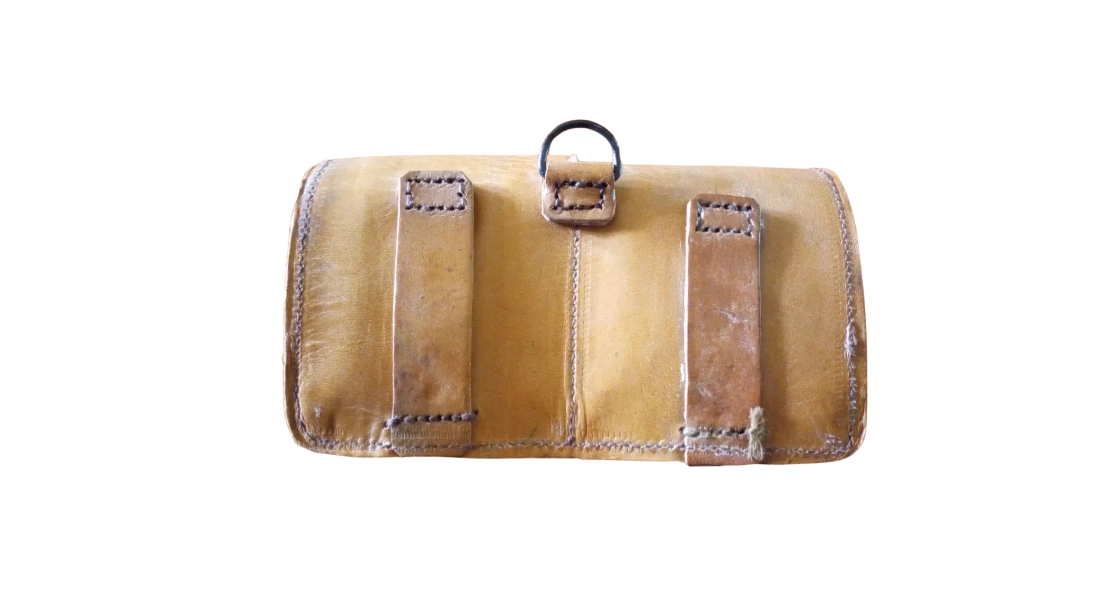 French 2-pcs MAS Leather Cartridge Pouch Vintage Military Surplus Authentic Used