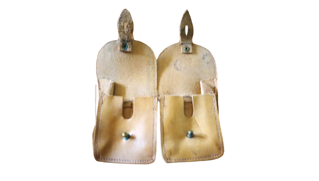 French 2-pcs MAS Leather Cartridge Pouch Vintage Military Surplus Authentic Used