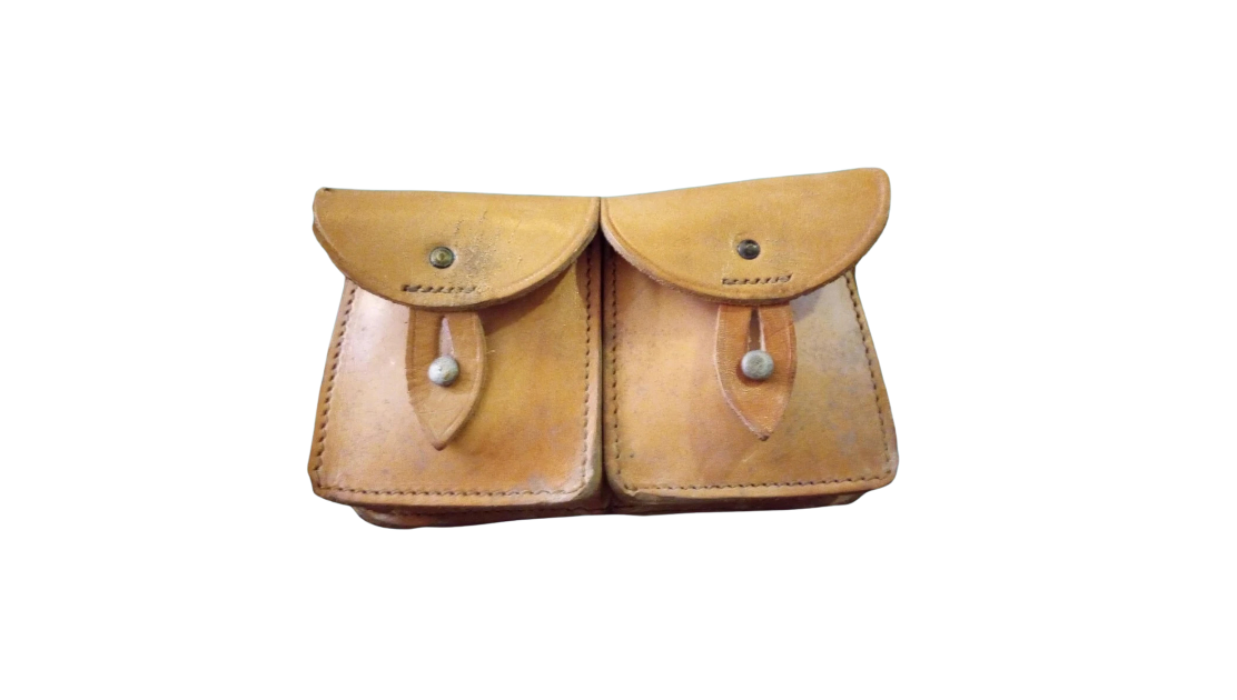 French 2-pcs MAS Leather Cartridge Pouch Vintage Military Surplus Authentic Used