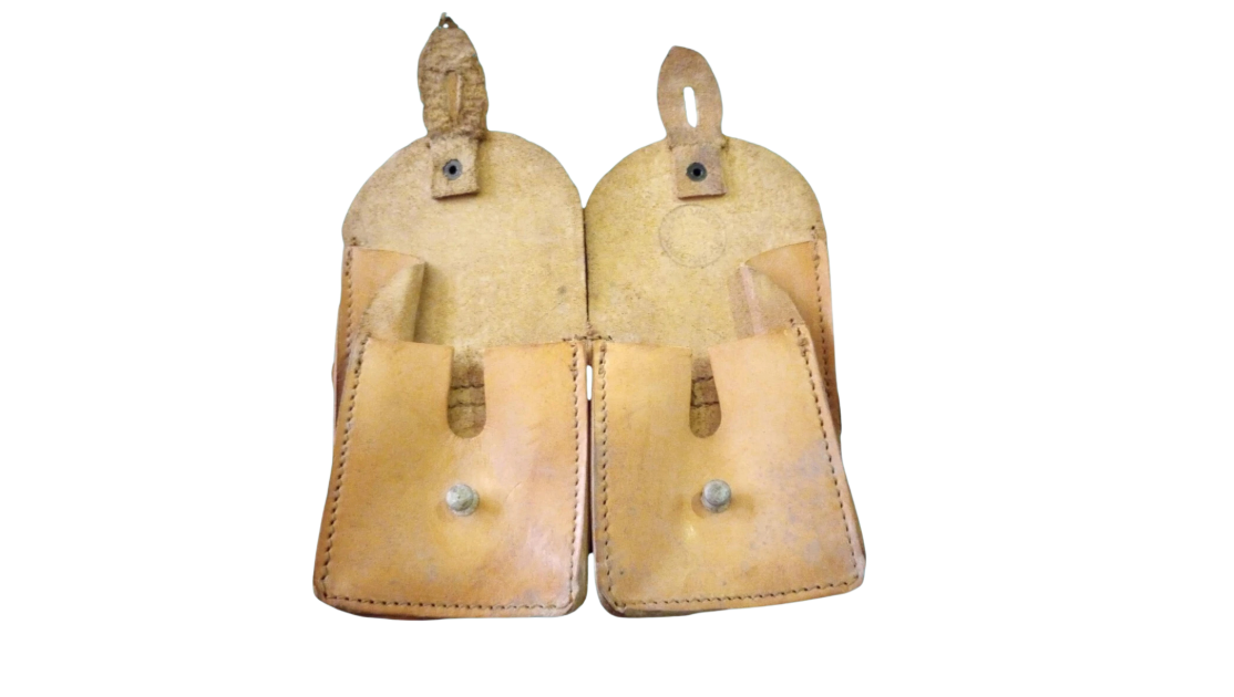French 2-pcs MAS Leather Cartridge Pouch Vintage Military Surplus Authentic Used